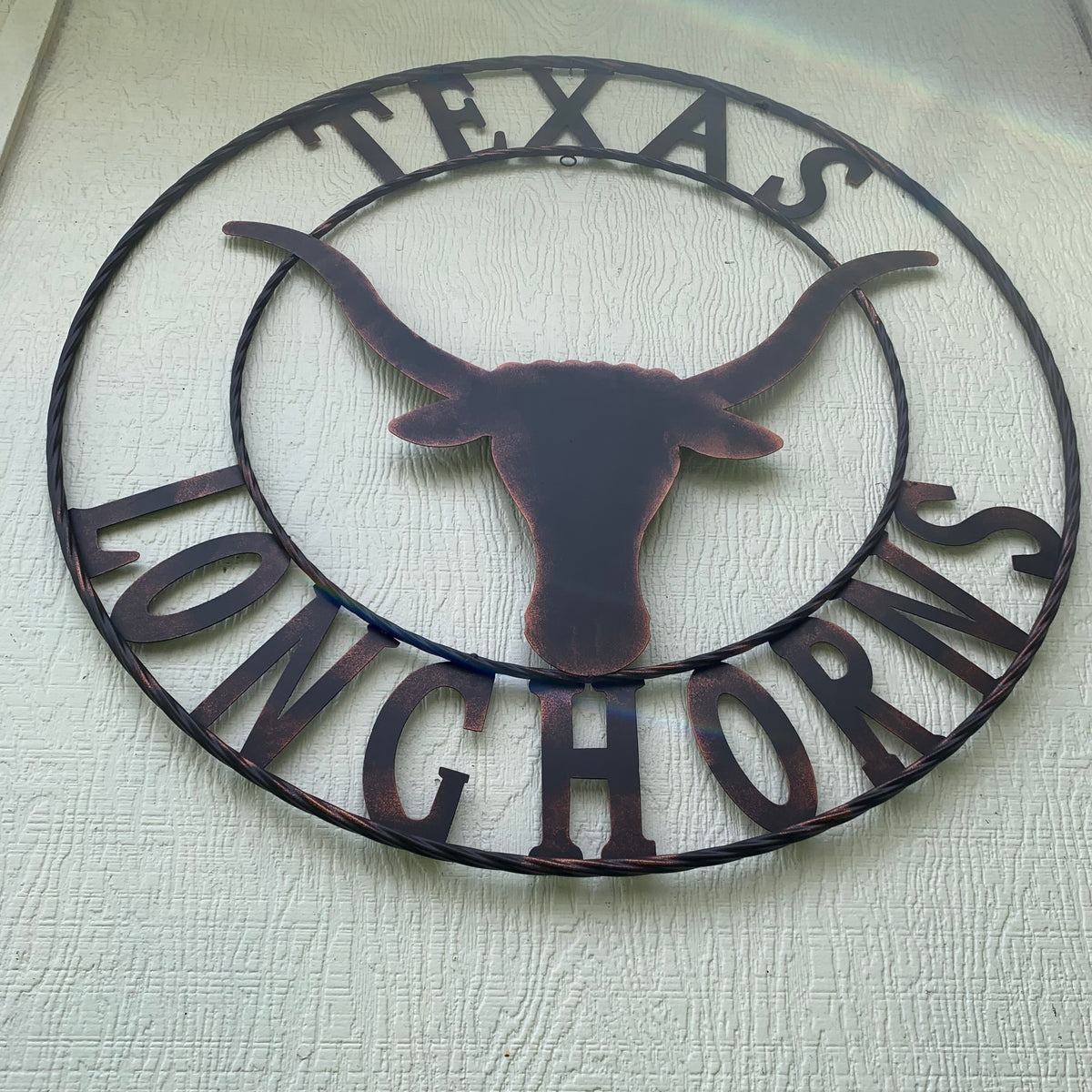 TEXAS LONGHORNS CUSTOM METAL VINTAGE CRAFT SIGN TEAM ART WESTERN HOME DECOR RUSTIC BRONZE HANDMADE #EH12565