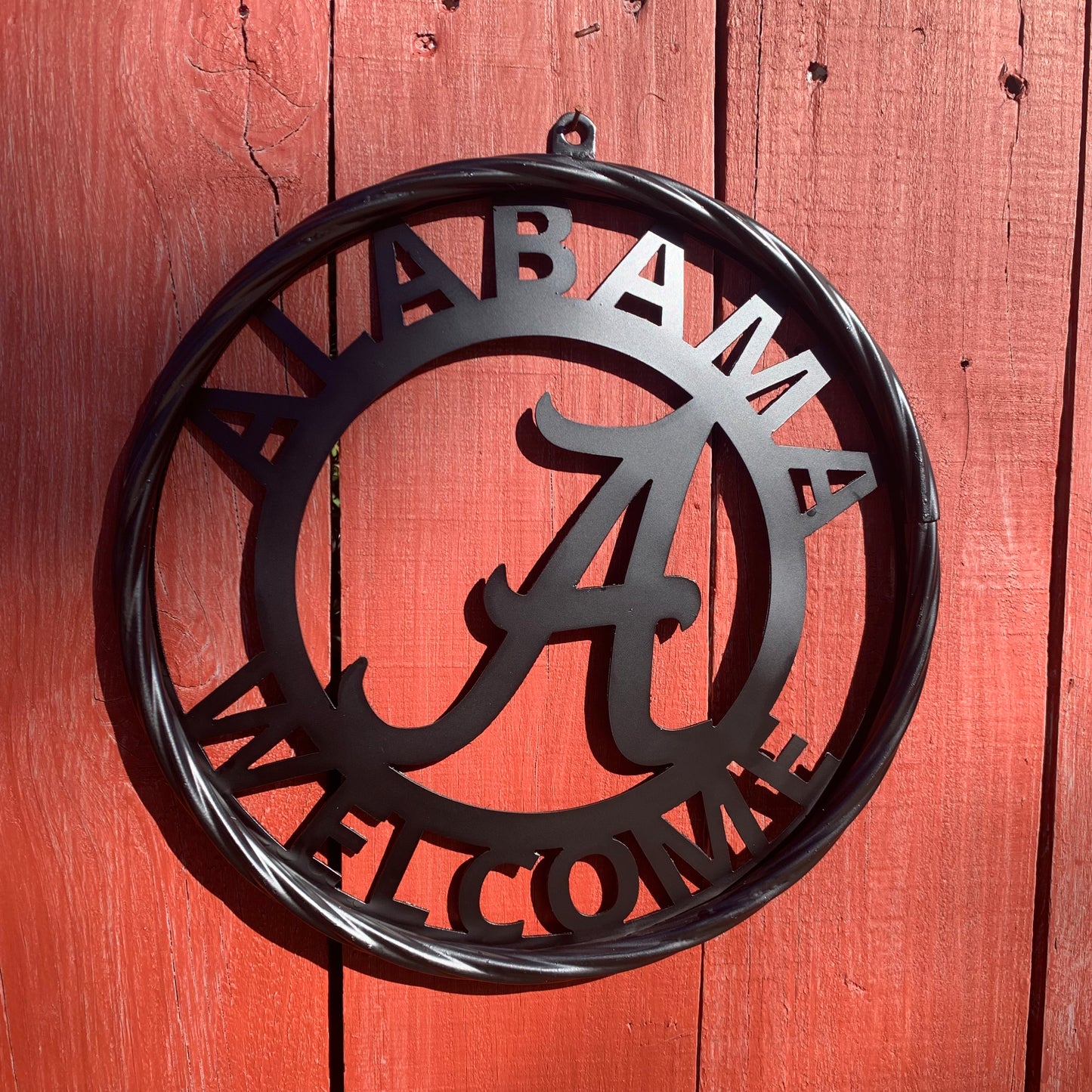 ALABAMA WELCOME CUSTOM ALL BLACK METAL VINTAGE SIGN TEAM HANDMADE