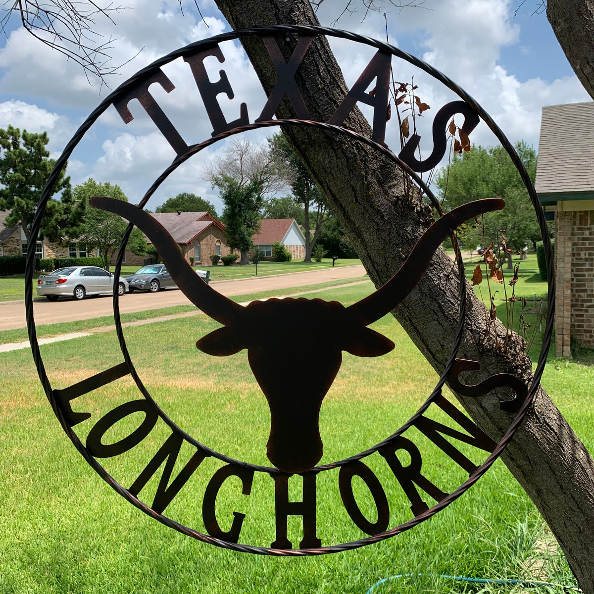 TEXAS LONGHORNS CUSTOM METAL VINTAGE CRAFT SIGN TEAM ART WESTERN HOME DECOR RUSTIC BRONZE HANDMADE #EH12565