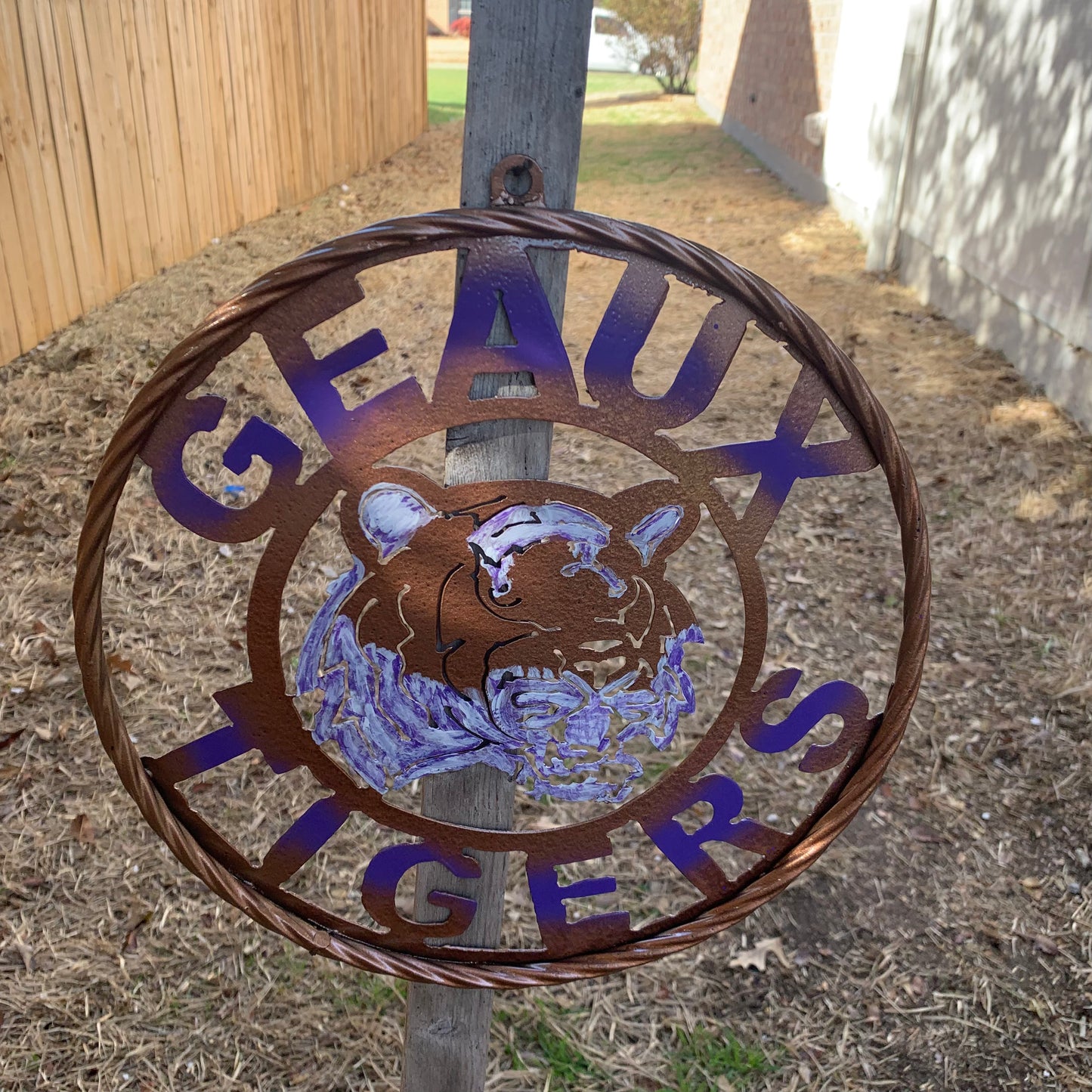 12",18",24",32" GEAUX TIGERS CUSTOM VINTAGE METAL CRAFT TEAM WALL ART HANDMADE