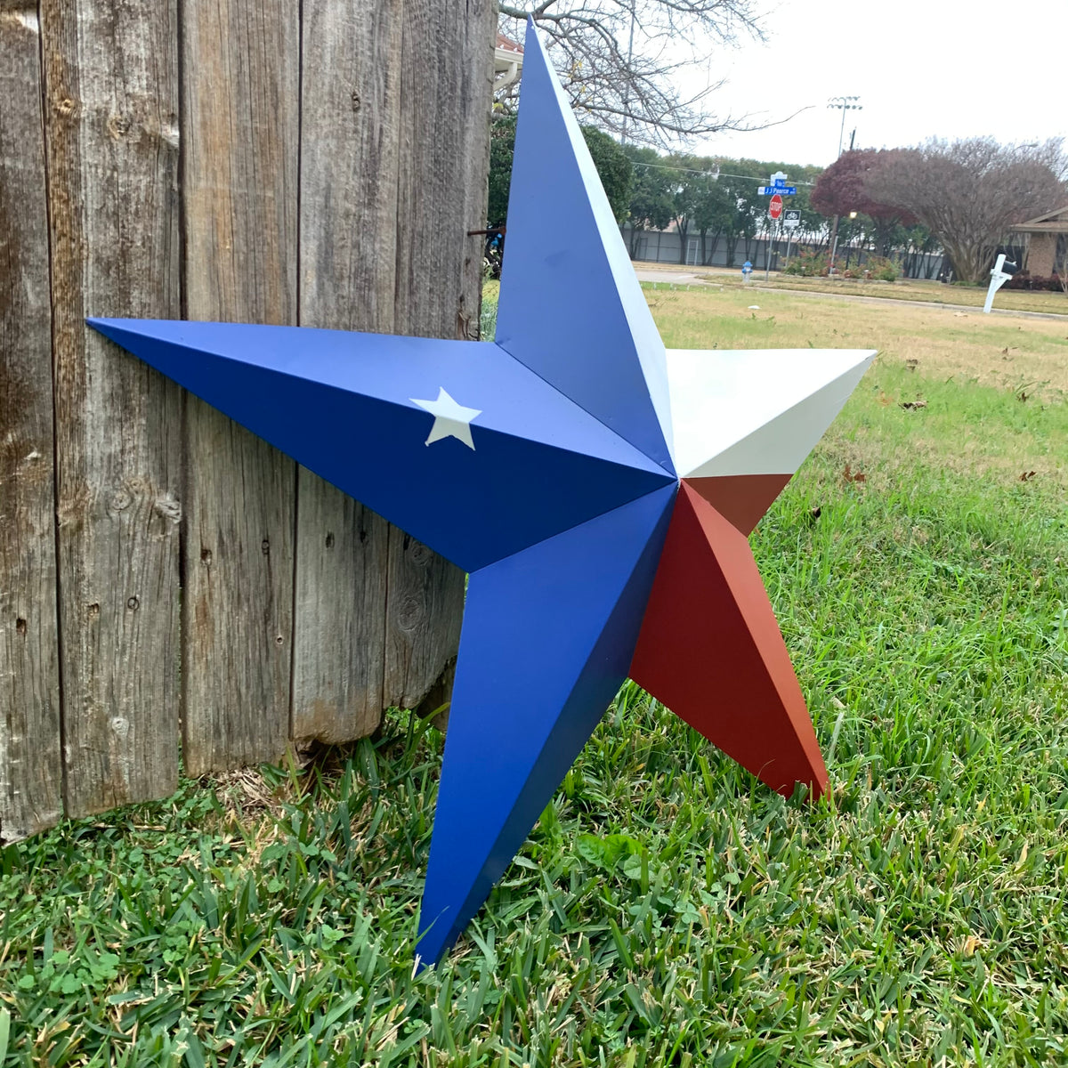 TEXAS FLAG STAR RED WHITE BLUE METAL BARN STAR METAL WALL ART WESTERN HOME DECOR 16",24",36", #EH13399