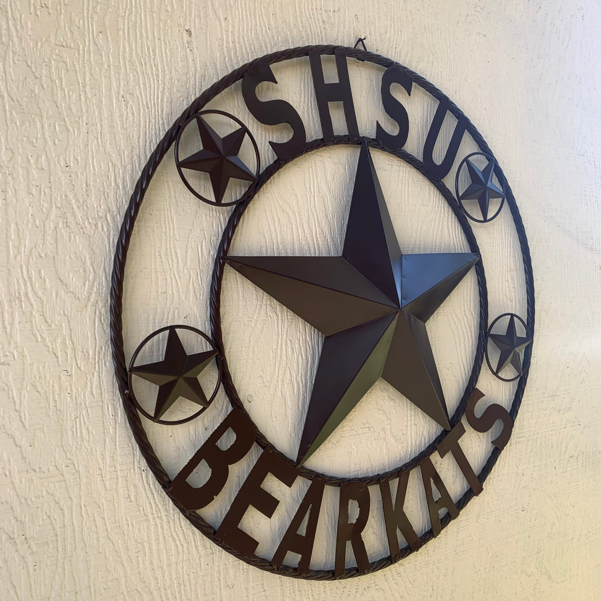 24",32" SHSU SAM HOUSTON BEARKATS RUSTIC DARK BROWN METAL CUSTOM VINTAGE CRAFT RUSTIC BROWN TEAM STAR HANDMADE