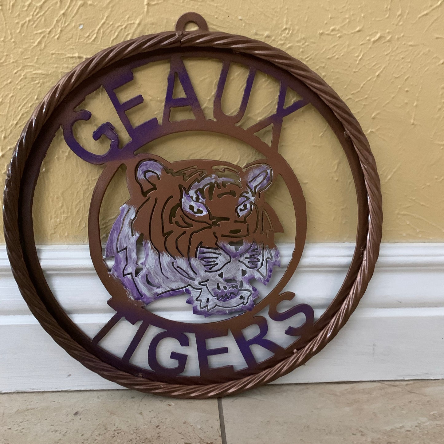 12",18",24",32" GEAUX TIGERS CUSTOM VINTAGE METAL CRAFT TEAM WALL ART HANDMADE