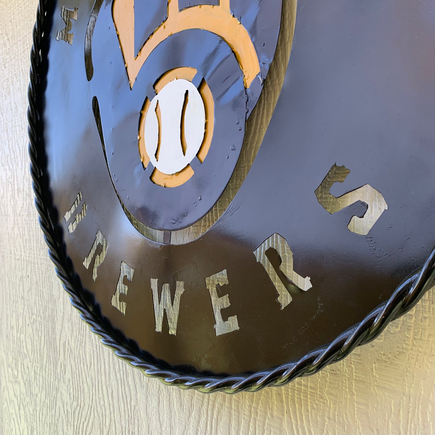 24" MILWAUKEE BREWERS WIDE BAND DISC CUSTOM METAL VINTAGE CRAFT TEAM SPORTS SIGN HANDMADE