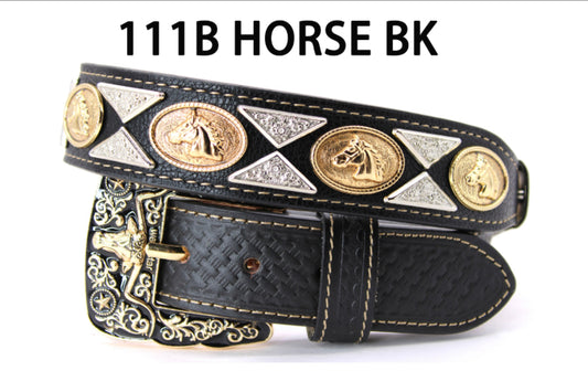 WS111B HORSE LEATHER BLACK BELT WESTERN BELTS FASHION NEW STYLE