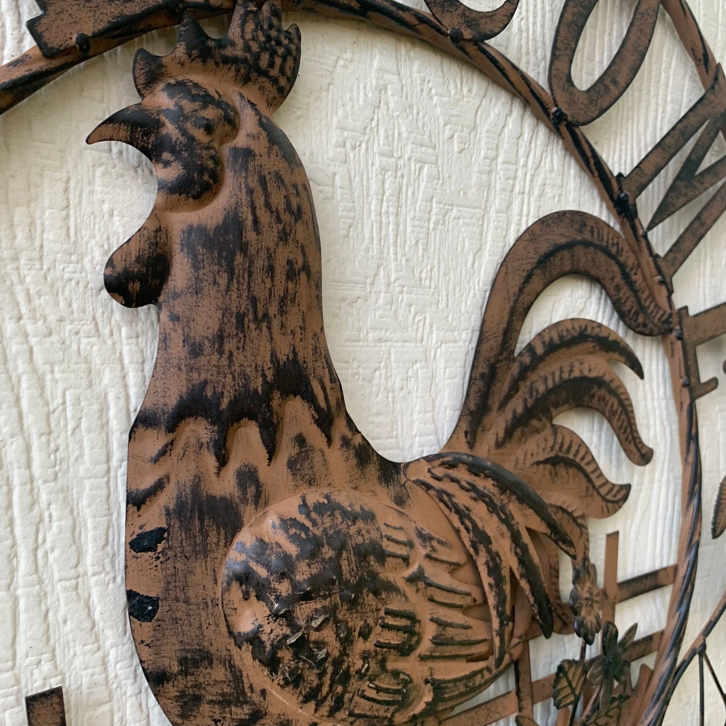 #EH11437 ROOSTER WELCOME 24" SCROLL ART METAL SIGN WESTERN HOME DECOR NEW