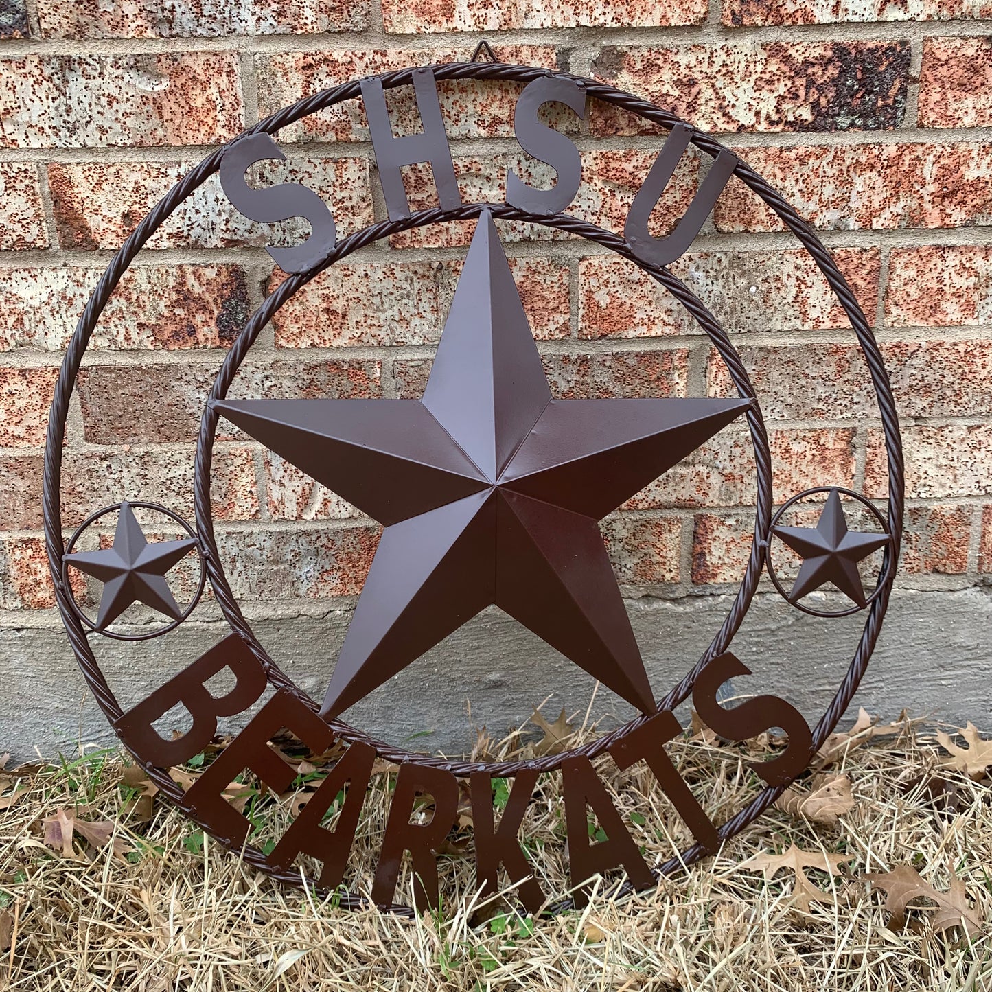 24",32" SHSU SAM HOUSTON BEARKATS RUSTIC BROWN METAL CUSTOM VINTAGE CRAFT RUSTIC BROWN TEAM STAR HANDMADE
