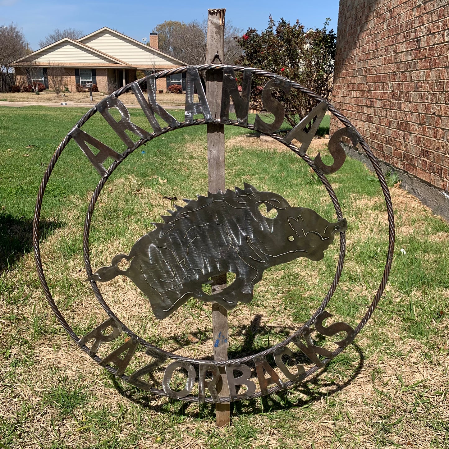 ARKANSAS RAZORBACKS CUSTOM RAW METAL VINTAGE CRAFT TEAM SIGN OFFICIAL LICENSED PRODUCT