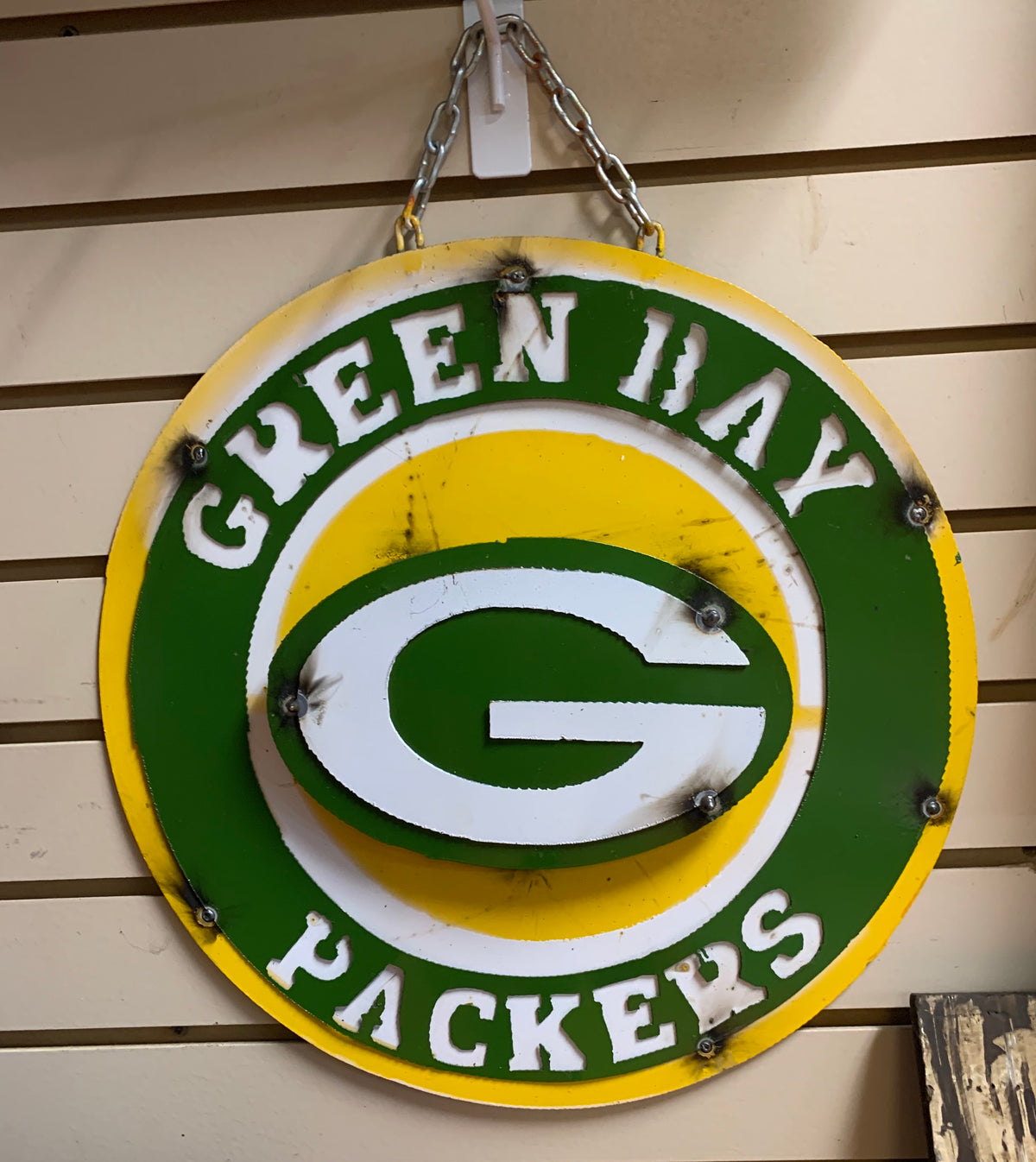 15" SPORTS CUSTOM DISC METAL VINTAGE CRAFT SIGN TEAM ART WESTERN HOME DECOR HANDMADE
