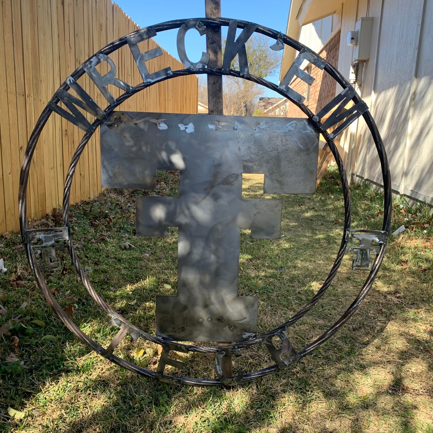 12",18",24",32",36" WRECKEM TEXAS TECH RAW METAL CUSTOM VINTAGE CRAFT METAL TEAM SIGN HANDMADE