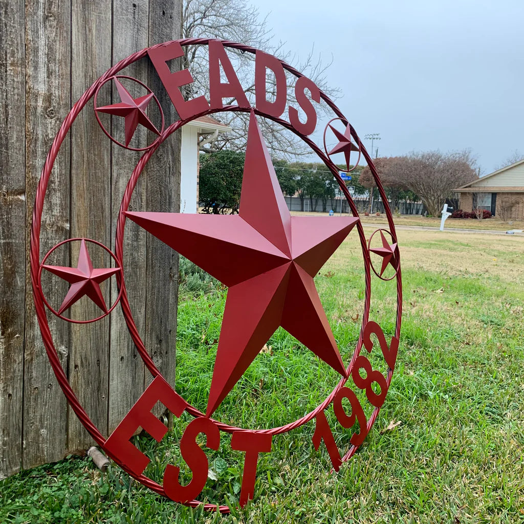 PHILLIPS STYLE YOUR CUSTOM STAR METAL NAME RUSTIC BURGUNDY RED PHILLIPS CUSTOM 3d STAR METAL NAME BARN STAR TWISTED ROPE RING DESIGN METAL WALL ART HOME DECOR ANY SIZE