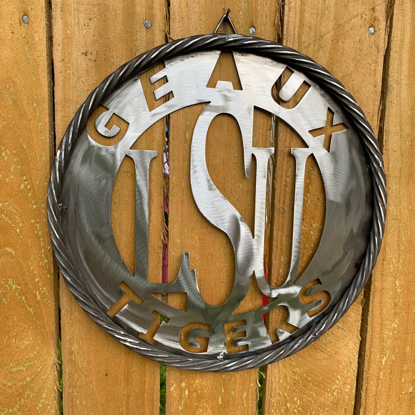 12",18",24",32" LSU GEAUX TIGERS CUSTOM RAW METAL VINTAGE CRAFT TEAM SIGN WESTERN HOME DECOR HANDMADE
