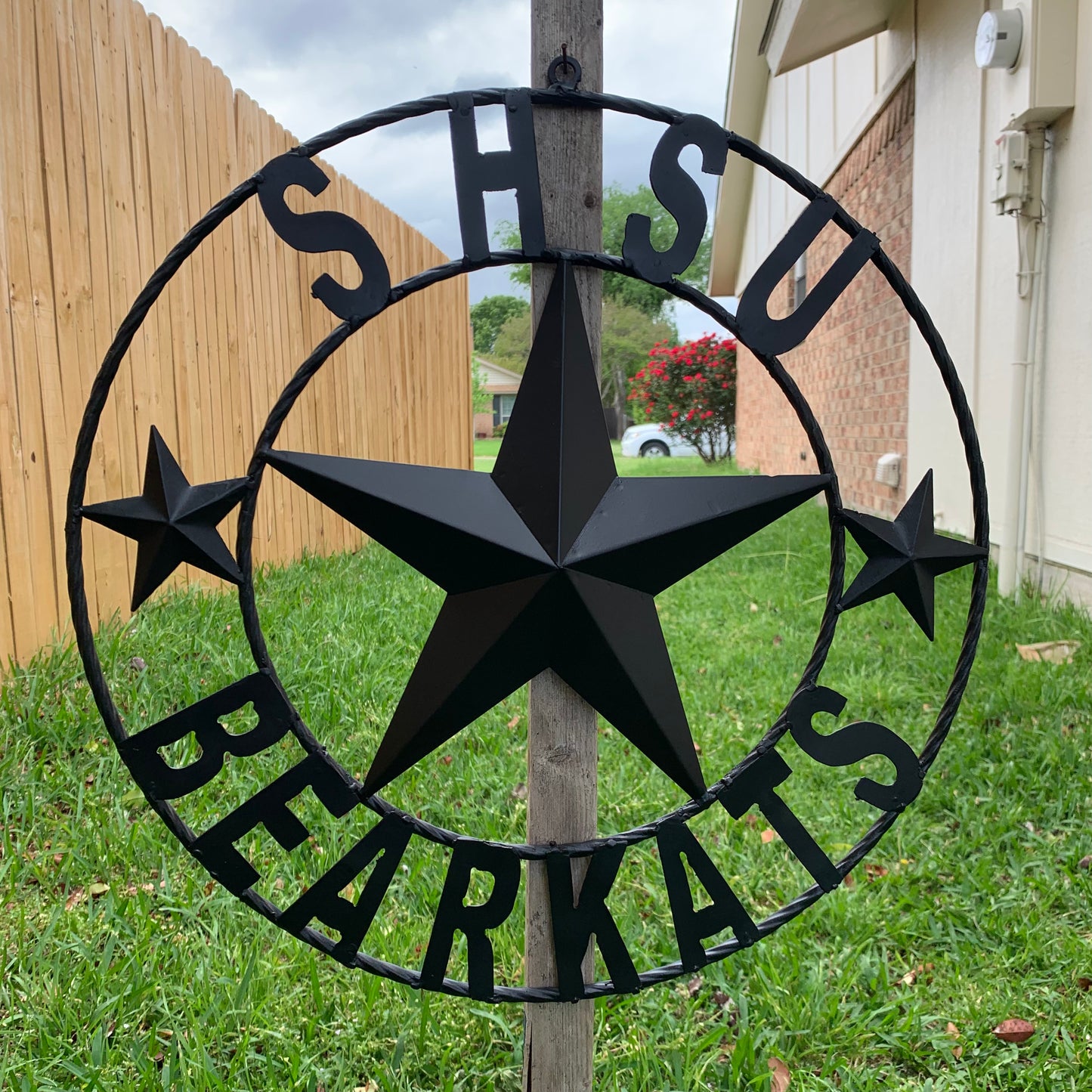 24",32" SHSU SAM HOUSTON BEARKATS RUSTIC BLACK METAL CUSTOM VINTAGE CRAFT RUSTIC BLACK TEAM STAR HANDMADE