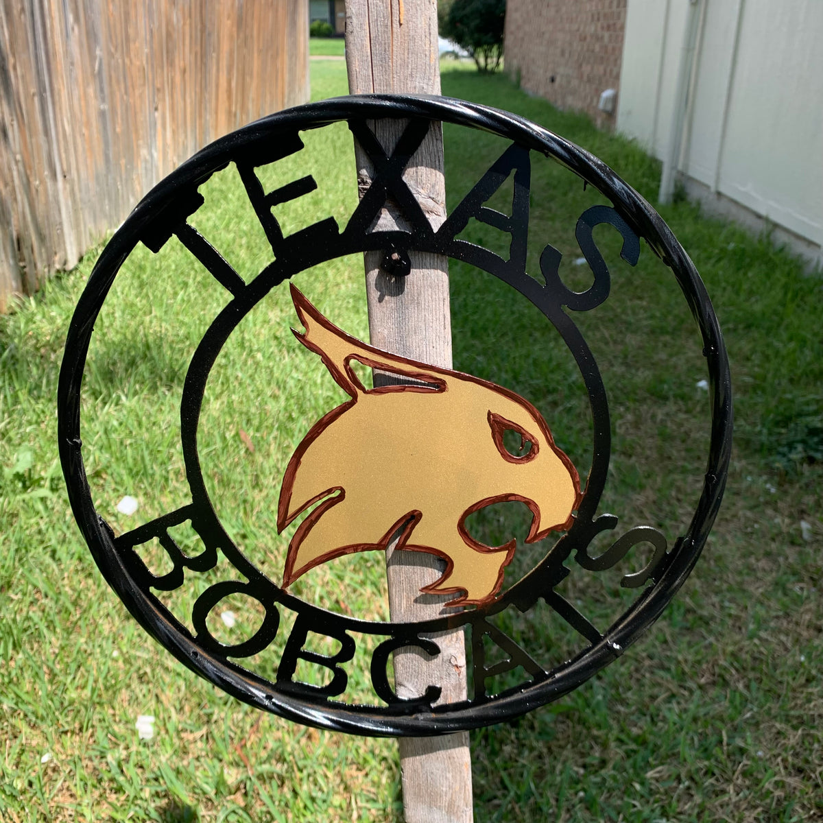 12" TEXAS BOBCATS CUSTOM METAL VINTAGE CRAFT SIGN TEAM WESTERN HOME DECOR HANDMADE