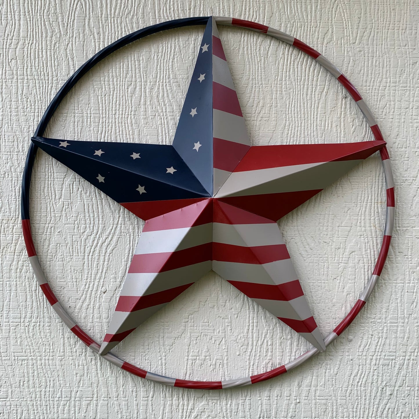 AMERICAN USA FLAG BARN STAR METAL RED BEIGE BLUE STAR 12",16",24",32"36",38",40",48