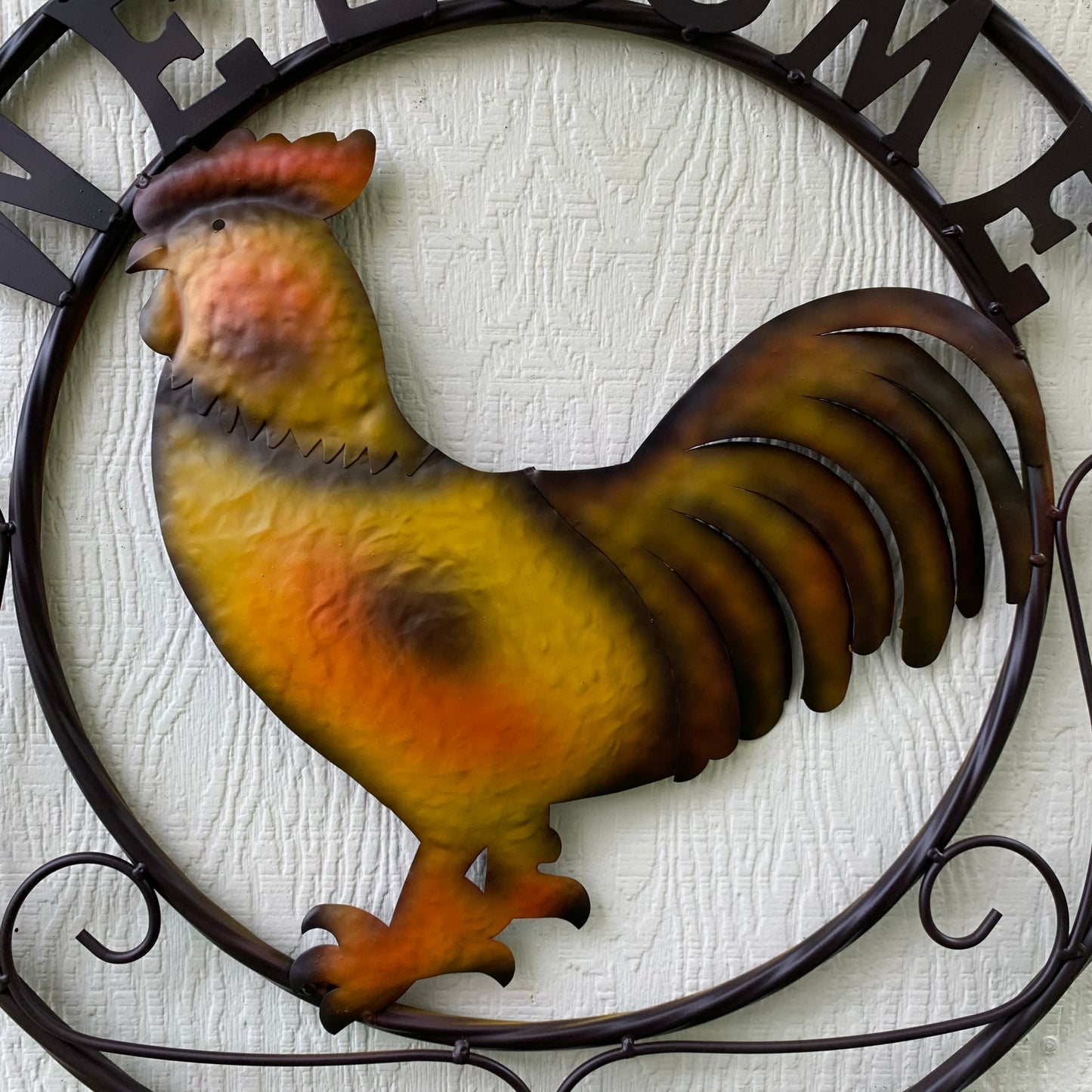 ROOSTER WELCOME 24" METAL SCROLL STYLE WESTERN HOME DECOR HANDMADE NEW-#EH10143