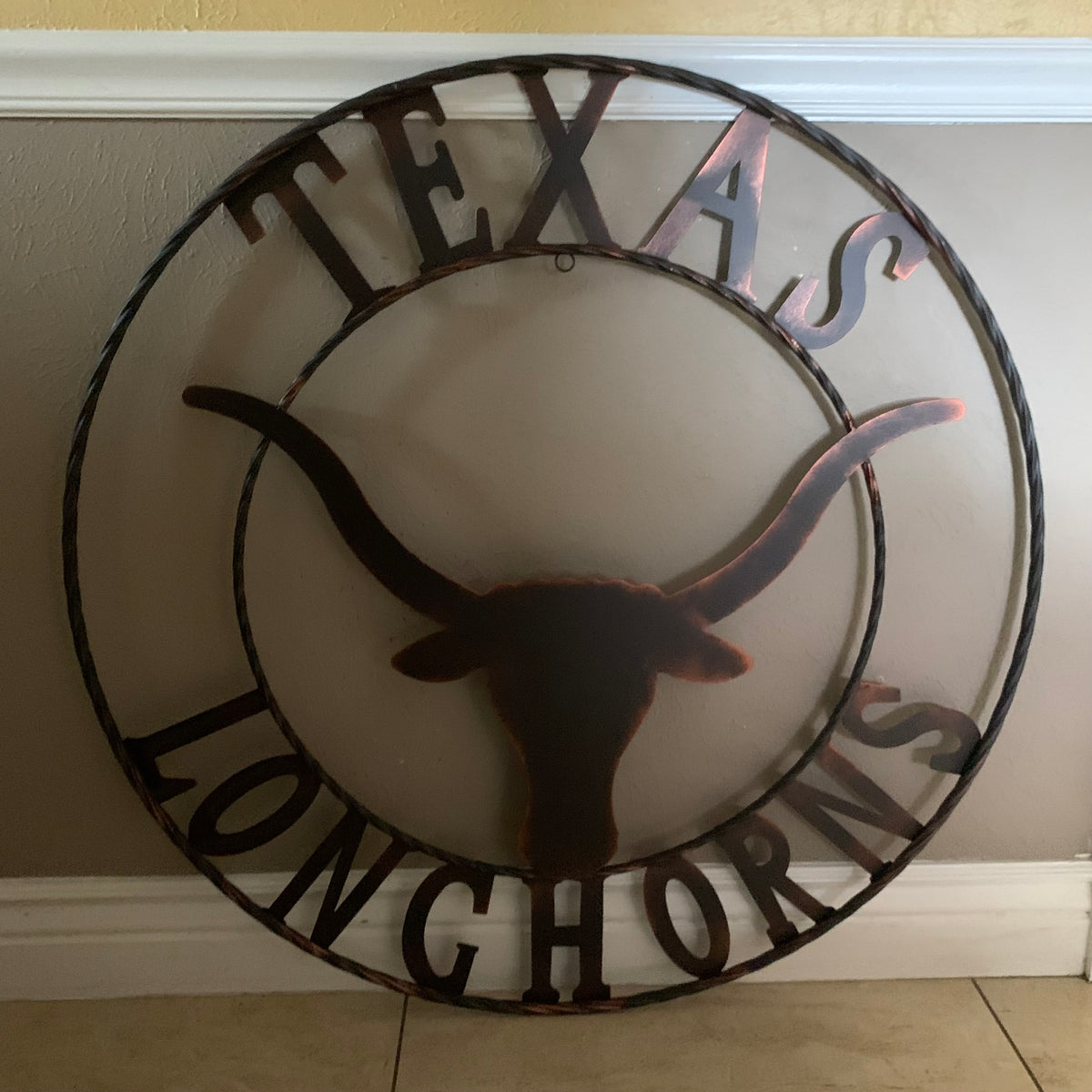 TEXAS LONGHORNS CUSTOM METAL VINTAGE CRAFT SIGN TEAM ART WESTERN HOME DECOR RUSTIC BRONZE HANDMADE #EH12565