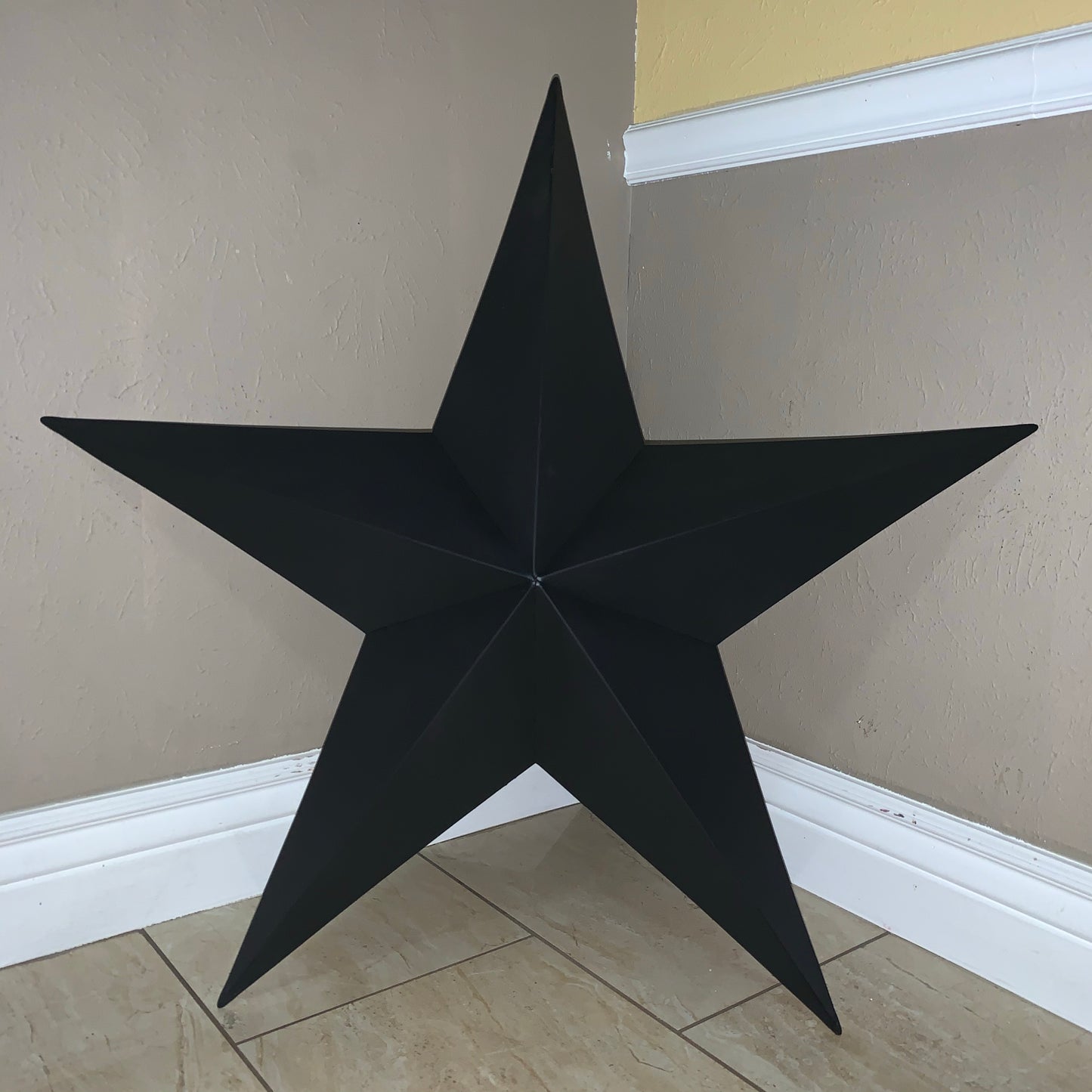 #EH10479 12", 16", 24", 30", 36" RUSTIC BLACK BARN STAR NO RING DAVID STAR 5 POINT WESTERN HOME DECOR HAND PAINTED