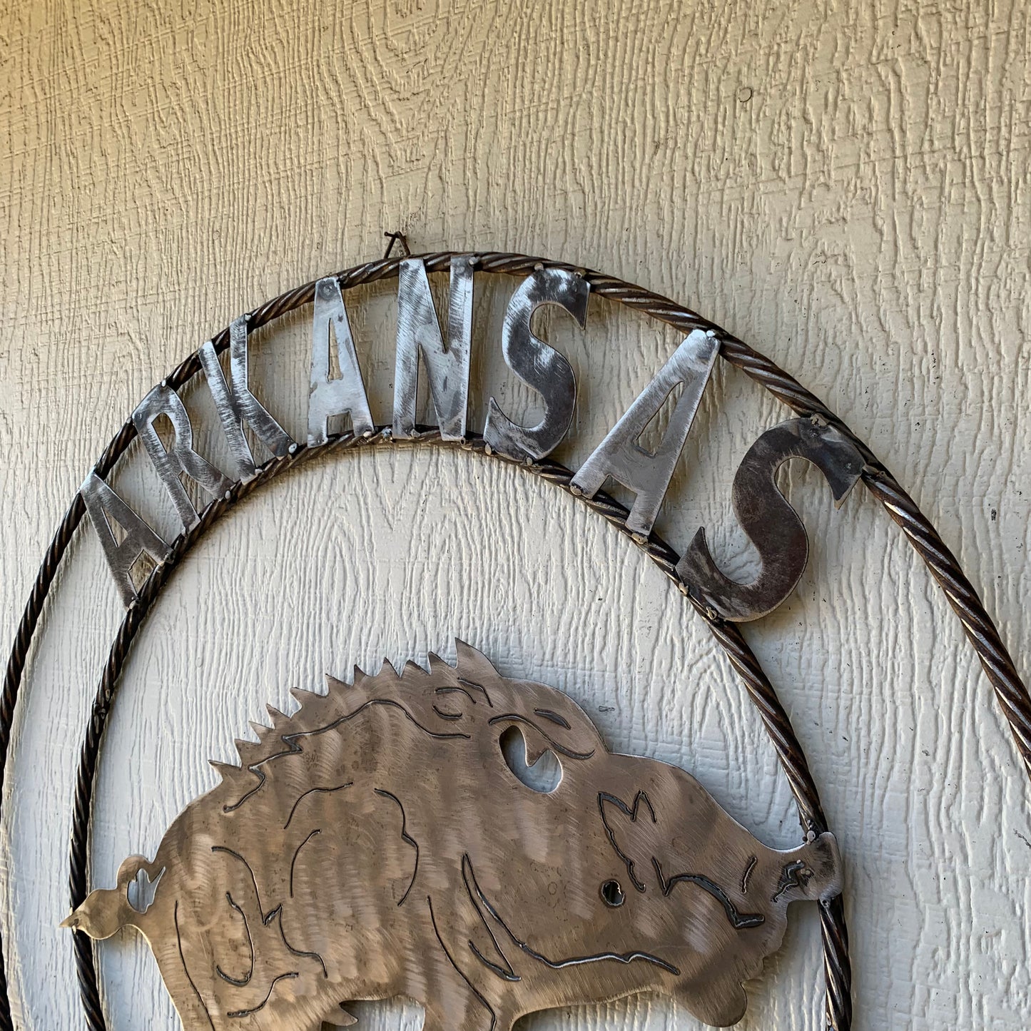 ARKANSAS RAZORBACKS CUSTOM RAW METAL VINTAGE CRAFT TEAM SIGN OFFICIAL LICENSED PRODUCT