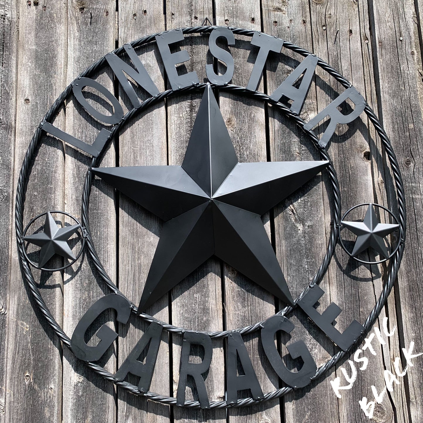 LONESTAR GARAGE STYLE CUSTOM BARN NAME STAR LONESTAR GARAGE METAL NAME BARN STAR WITH TWISTED ROPE RING 3d STAR ART WESTERN HOME DECOR RUSTIC BROWN