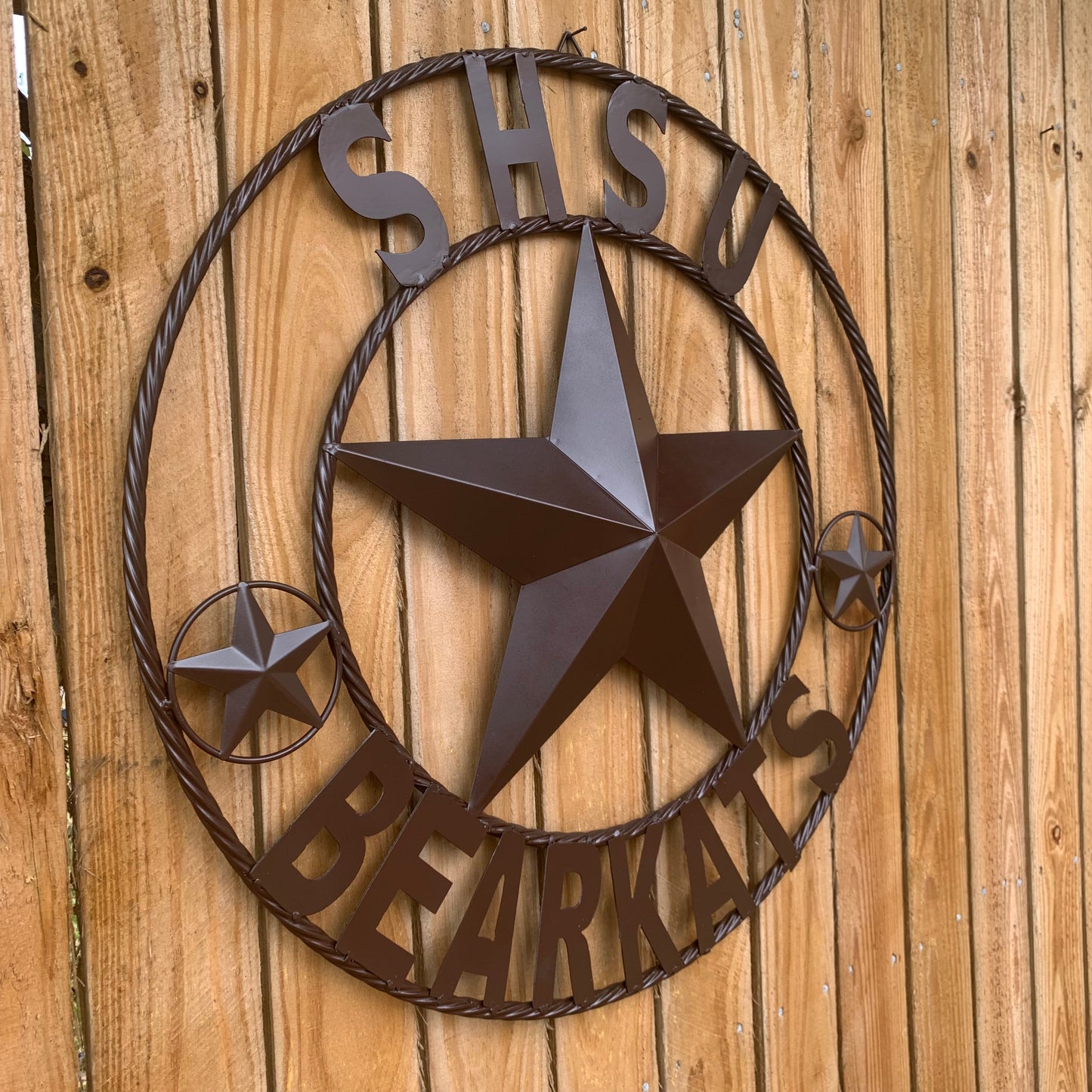 24",32" SHSU SAM HOUSTON BEARKATS RUSTIC BROWN METAL CUSTOM VINTAGE CRAFT RUSTIC BROWN TEAM STAR HANDMADE