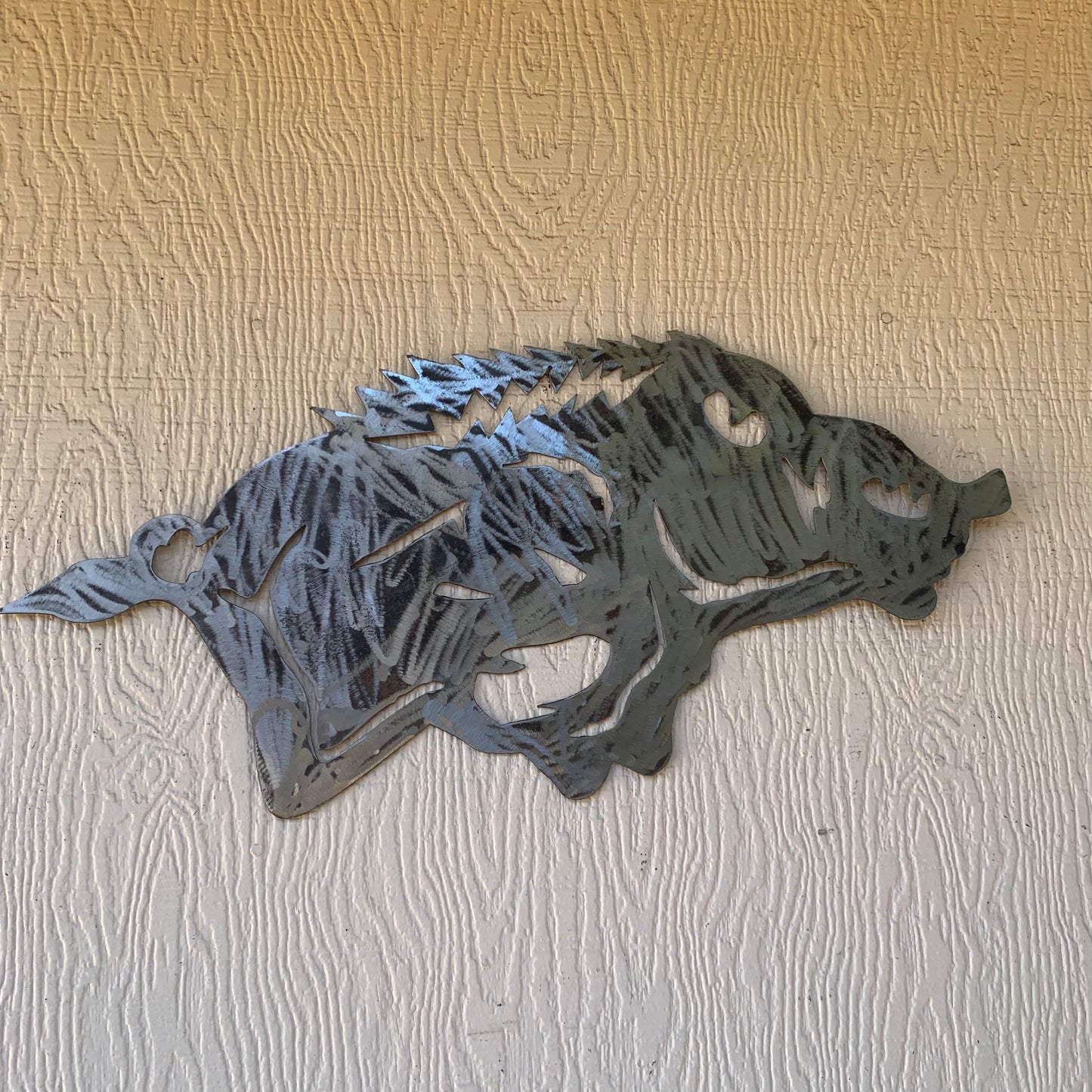 24" X 12" ARKANSAS RAZORBACKS CUSTOM RAW METAL VINTAGE CRAFT WIDE BAND RING TEAM SIGN HANDMADE