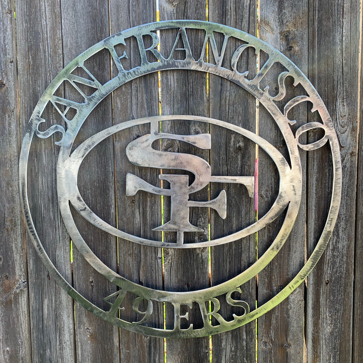 SAN FRANCISCO 49ERS METAL CUSTOM VINTAGE RAW METAL CRAFT TEAM SIGN HANDMADE 12",18",24",32",36",40",50"