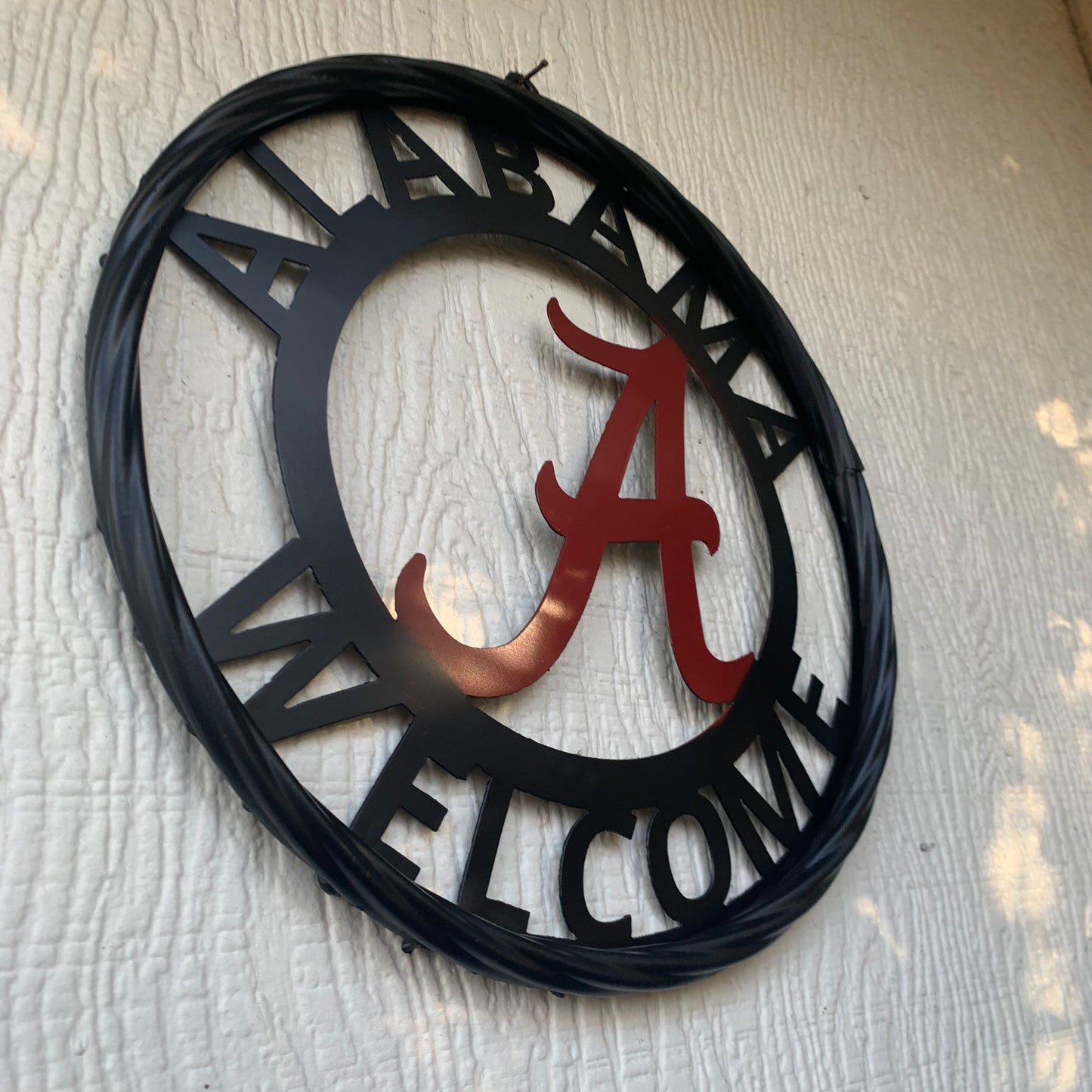 ALABAMA WELCOME RED & BLACK CUSTOM METAL VINTAGE SIGN TEAM HANDMADE