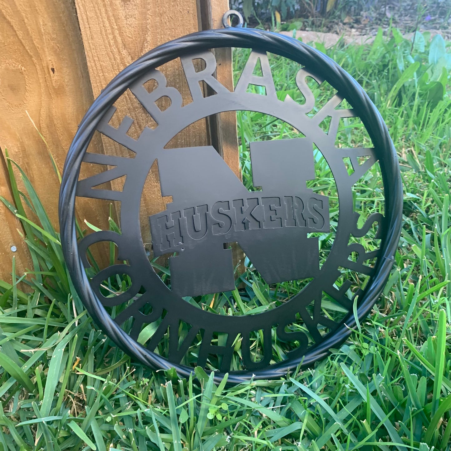 12" NEBRASKA HUSKERS BLACK METAL CUSTOM VINTAGE CRAFT TEAM SIGN