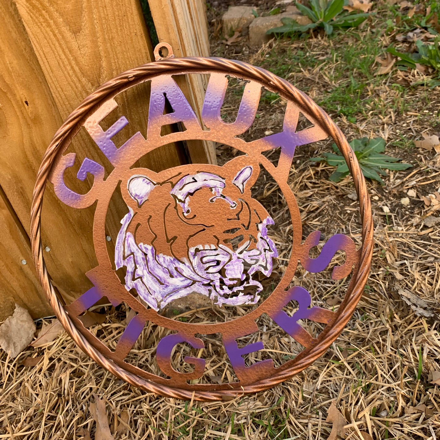 12",18",24",32" GEAUX TIGERS CUSTOM VINTAGE METAL CRAFT TEAM WALL ART HANDMADE