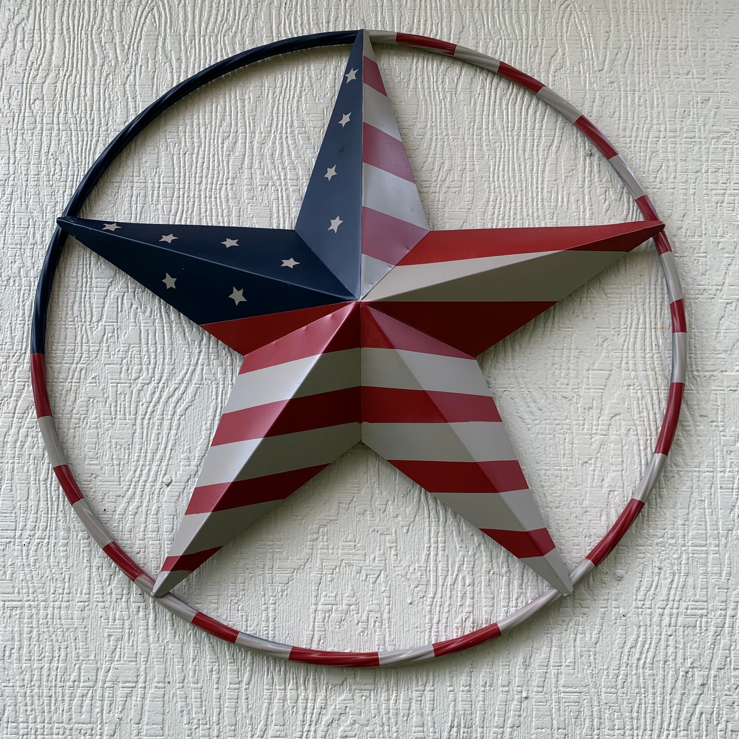 AMERICAN USA FLAG BARN STAR METAL RED BEIGE BLUE STAR 12",16",24",32"36",38",40",48