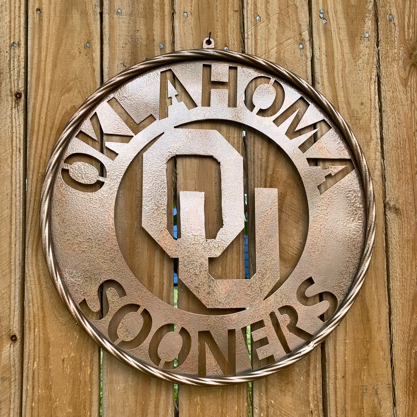 12",18",24",32" OU SOONERS HAMMERED COPPER CUSTOM METAL VINTAGE CRAFT TEAM SIGN HANDMADE CRAFT
