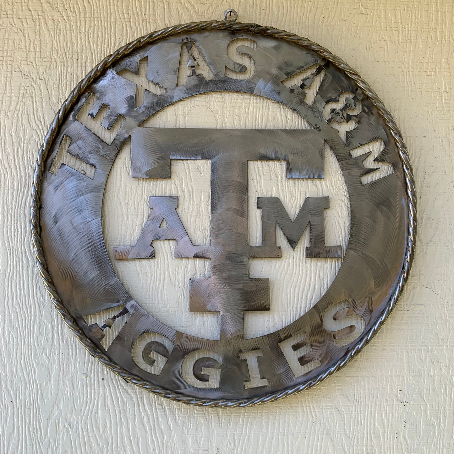 TEXAS A&M WIDE BAND RAW METAL CUSTOM VINTAGE CRAFT WALL ART TEAM SIGN HANDMADE