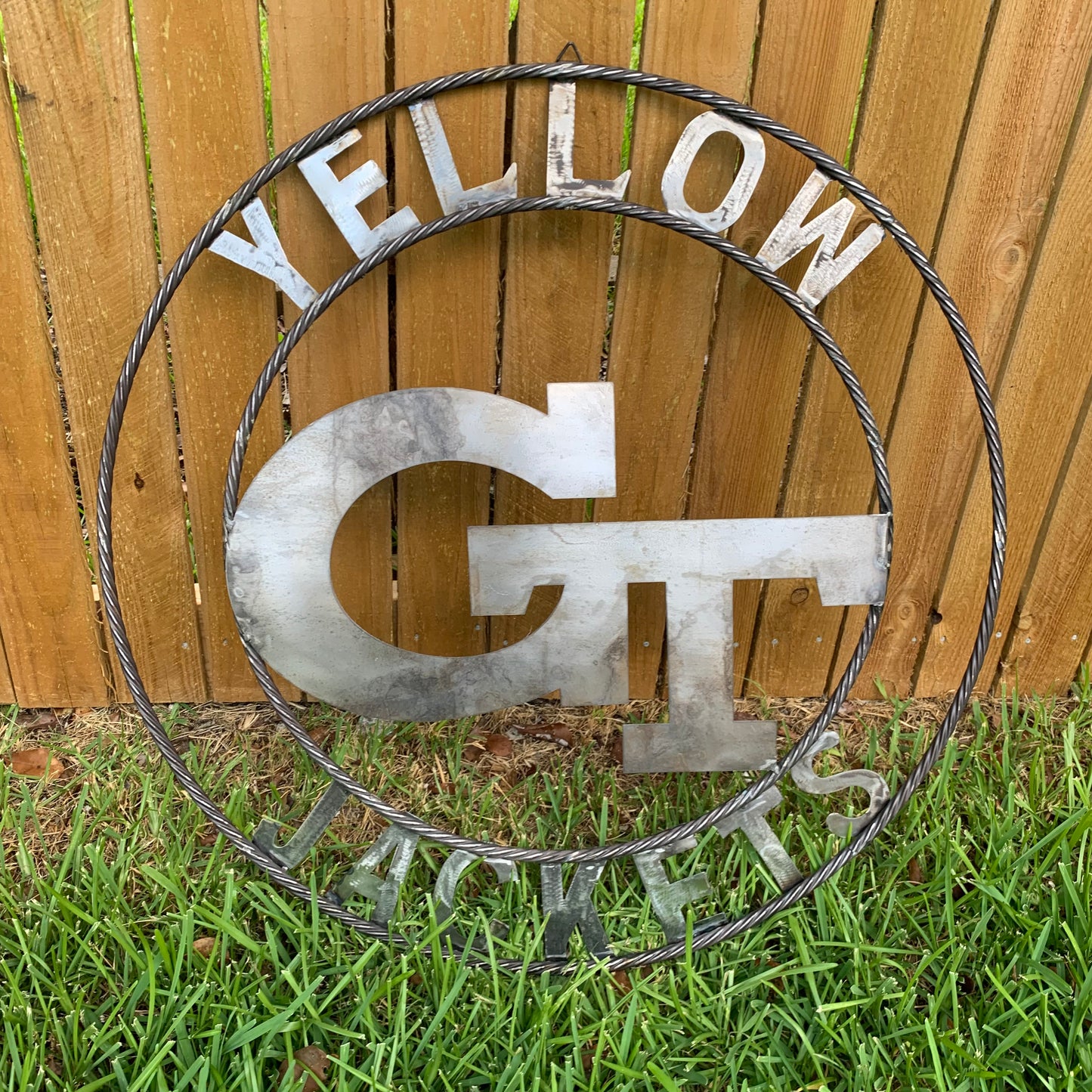GEORGIA TECH YELLOW JACKETS CUSTOM RAW METAL VINTAGE CRAFT SIGN UNPAINTED HANDMADE 12",18",24",32",36"