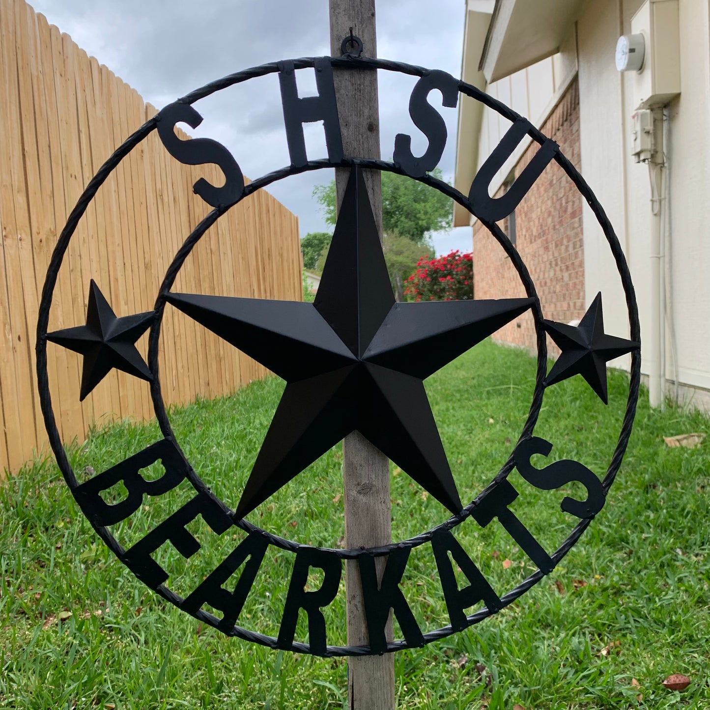 24",32" SHSU SAM HOUSTON BEARKATS RUSTIC BLACK METAL CUSTOM VINTAGE CRAFT RUSTIC BLACK TEAM STAR HANDMADE