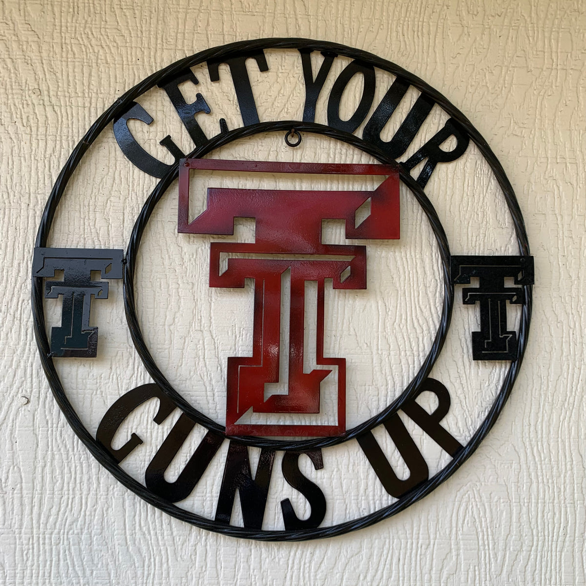 12", 18", 24", 32" GET YOUR GUNS UP TEXAS TECH CUSTOM METAL VINTAGE CRAFT TEAM SIGN