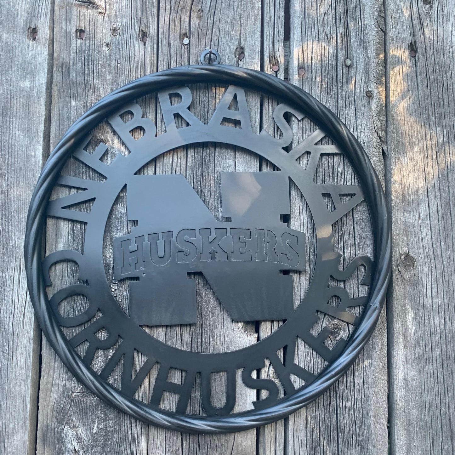 12" NEBRASKA HUSKERS BLACK METAL CUSTOM VINTAGE CRAFT TEAM SIGN