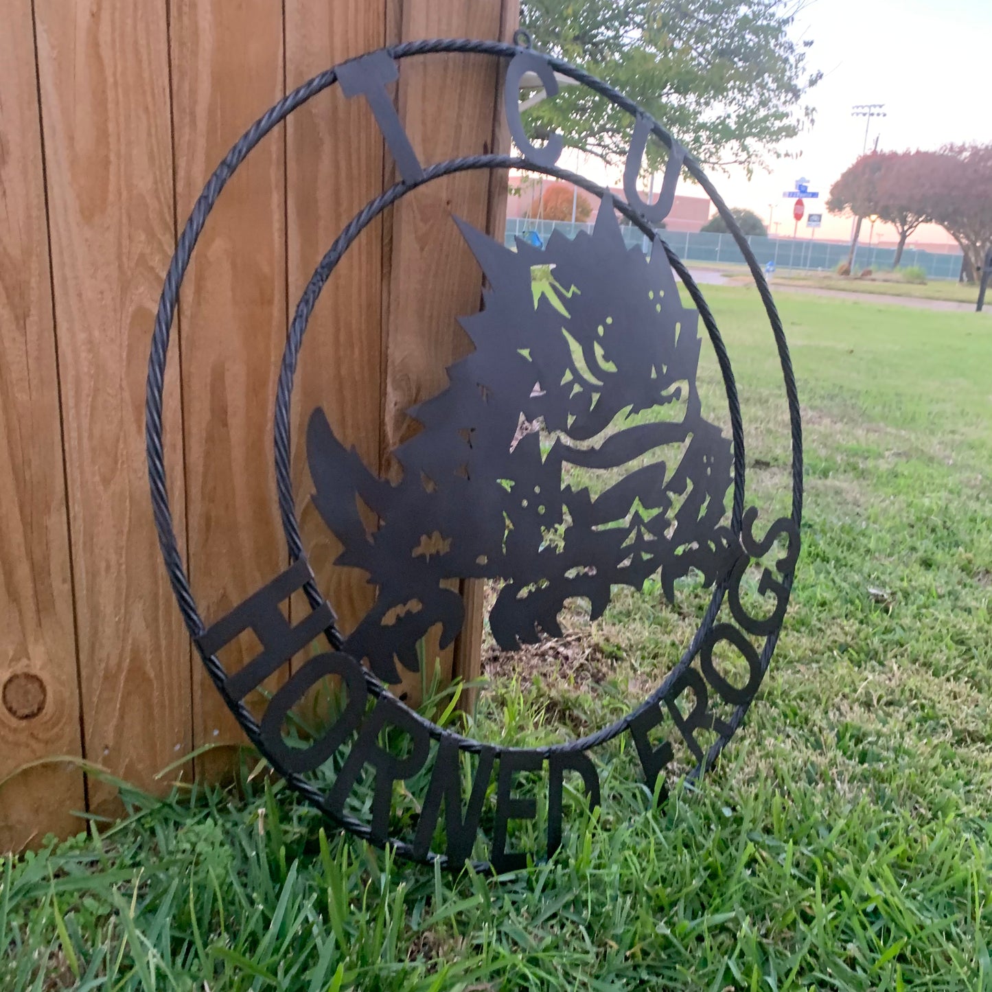 TCU HORNED FROGS BLACK CUSTOM METAL VINTAGE CRAFT TEAM SIGN HANDMADE
