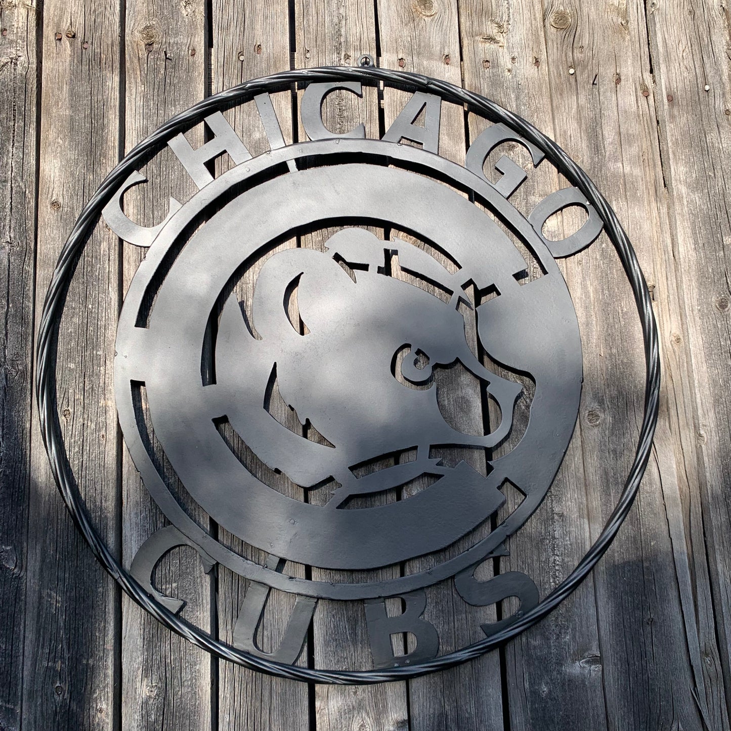 12", 18", 24", 32" CHICAGO CUBS CUSTOM BLACK & RAW METAL VINTAGE CRAFT TEAM SPORTS SIGN HANDMADE