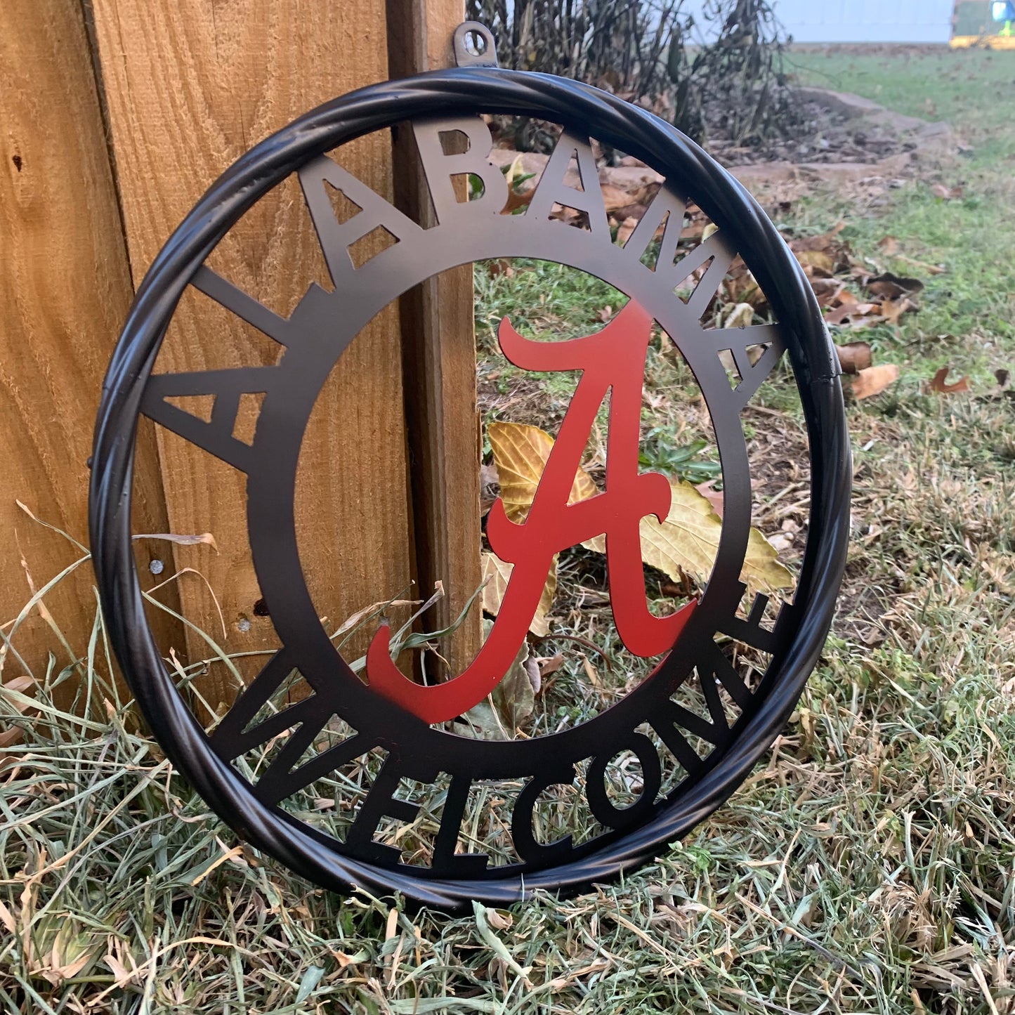 ALABAMA WELCOME RED & BLACK CUSTOM METAL VINTAGE SIGN TEAM HANDMADE