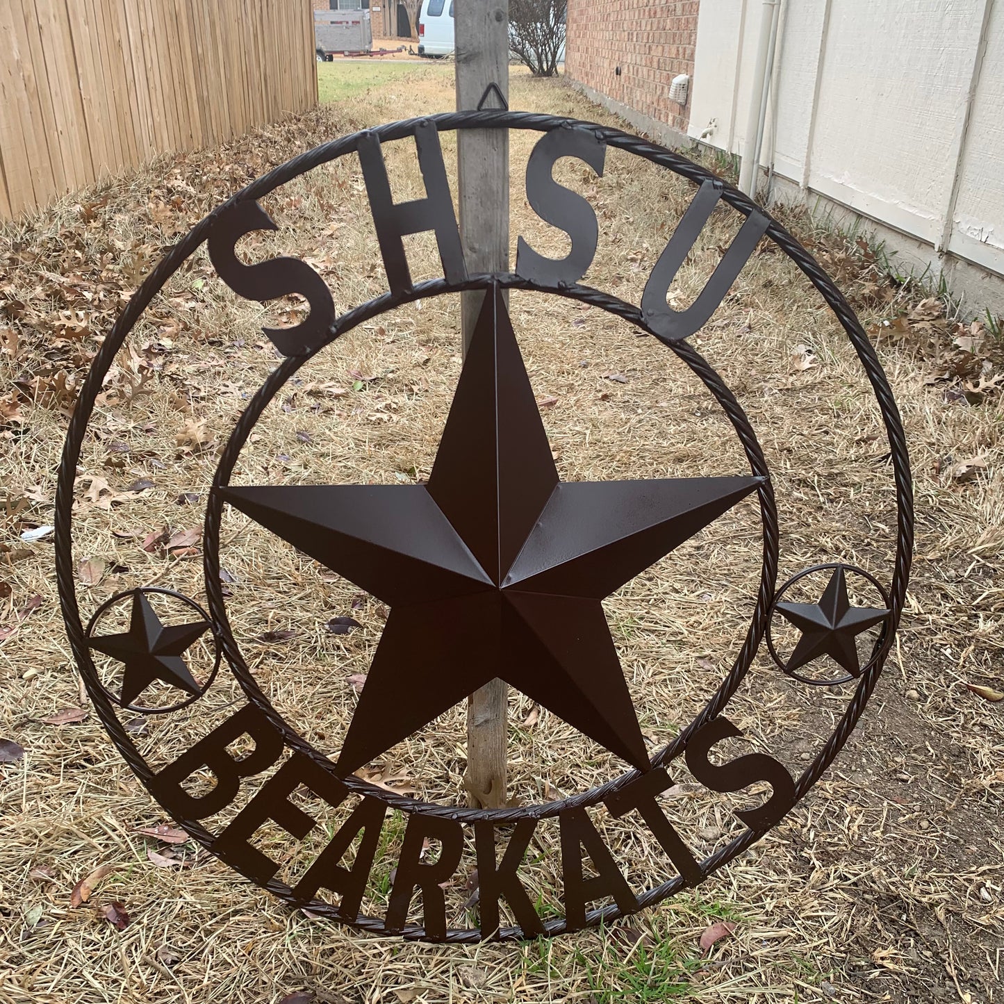 24",32" SHSU SAM HOUSTON BEARKATS RUSTIC BROWN METAL CUSTOM VINTAGE CRAFT RUSTIC BROWN TEAM STAR HANDMADE