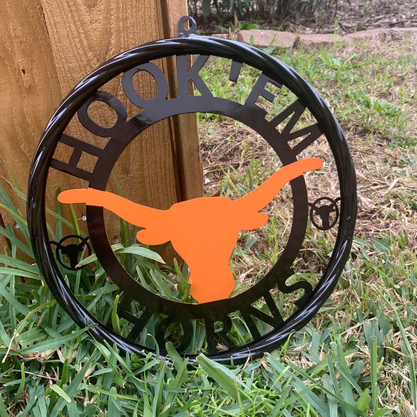 HOOKEM HORNS TEXAS LONGHORNS HOOK EM METAL CUSTOM VINTAGE CRAFT WALL ART TEAM SIGN HANDMADE