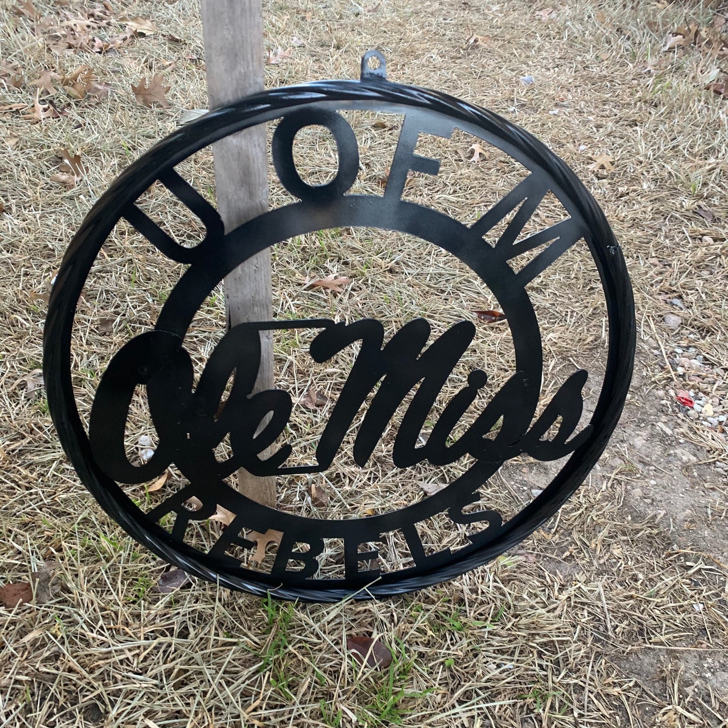 12",18",24",32" OLE MISS REBELS MISSISSIPPI BLACK CUSTOM VINTAGE METAL CRAFT TEAM SIGN HANDMADE RUSTIC BLACK