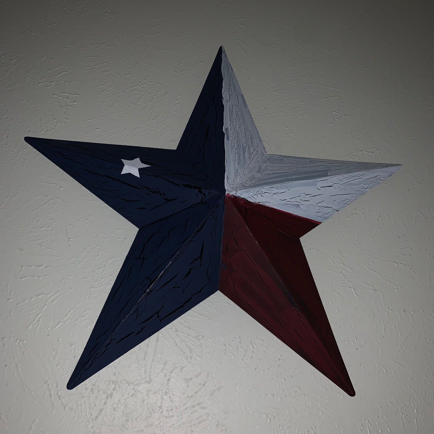 CRACKLE STYLE RED WHITE & BLUE METAL BARN STAR METAL WALL ART WESTERN HOME DECOR RUSTIC NEW