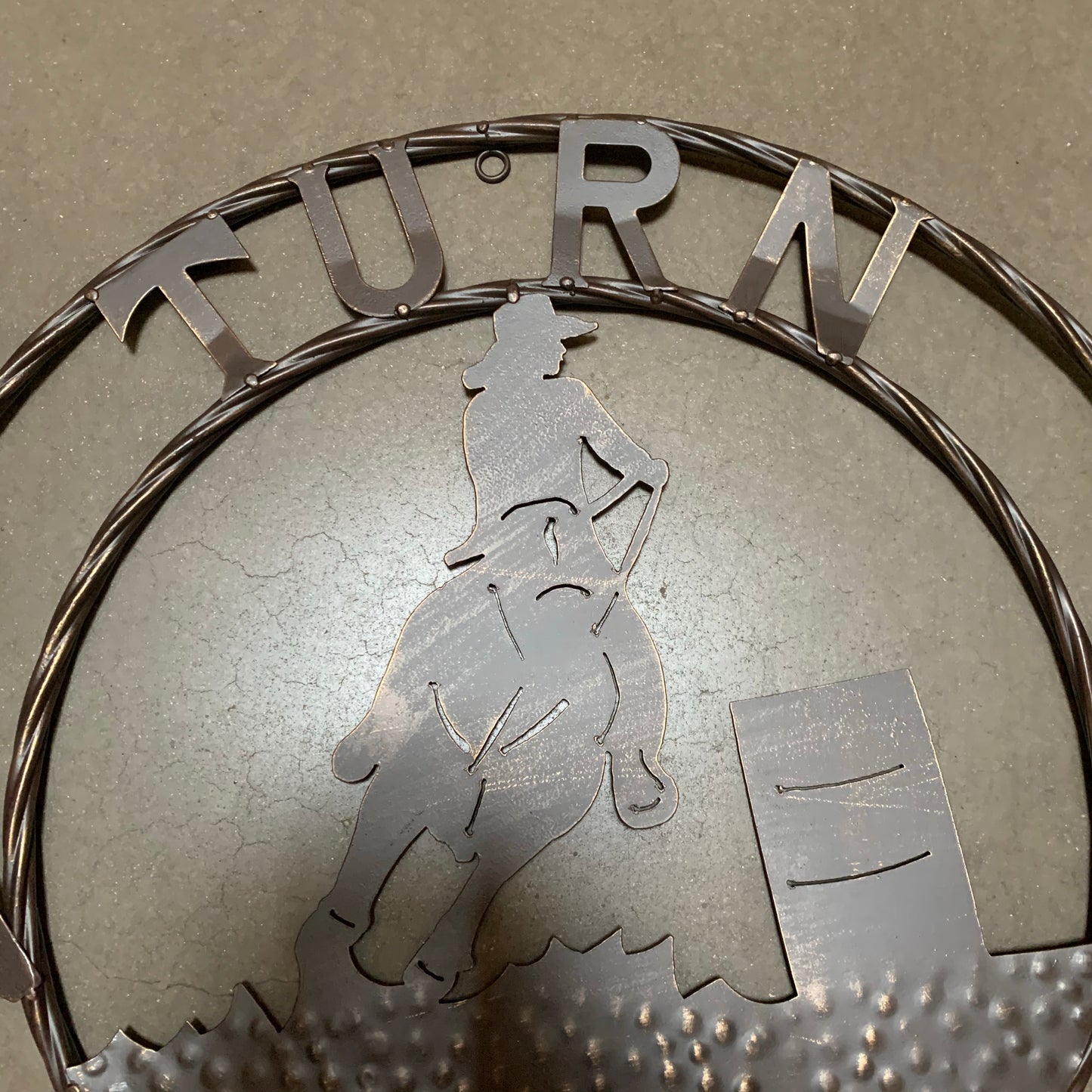 24" TURN N BURN COWBOY SIGN METAL WALL ART WESTERN HOME DECOR HANDMADE NEW #EH12973