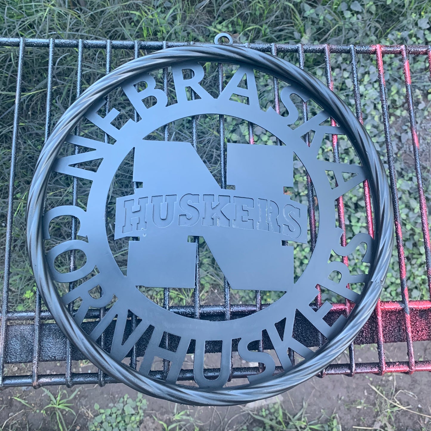 12" NEBRASKA HUSKERS BLACK METAL CUSTOM VINTAGE CRAFT TEAM SIGN