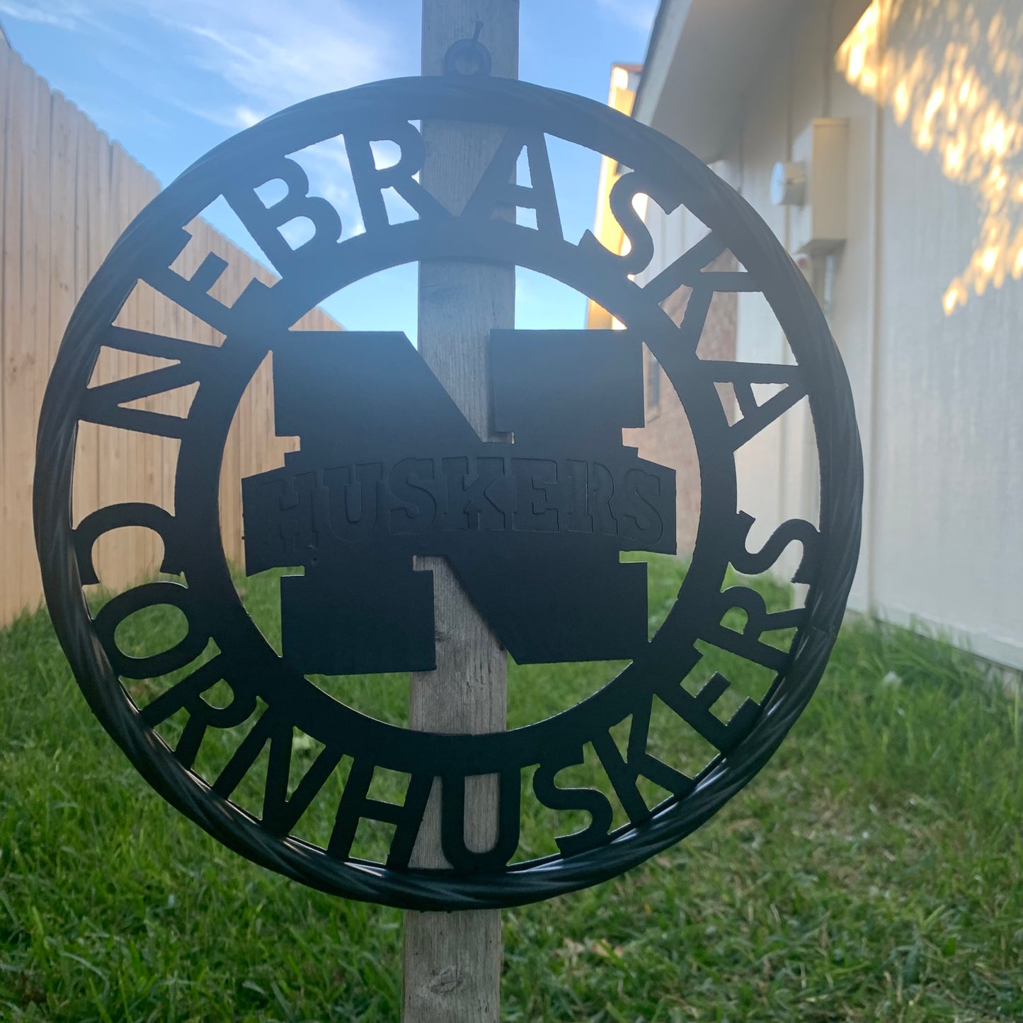 12" NEBRASKA HUSKERS BLACK METAL CUSTOM VINTAGE CRAFT TEAM SIGN