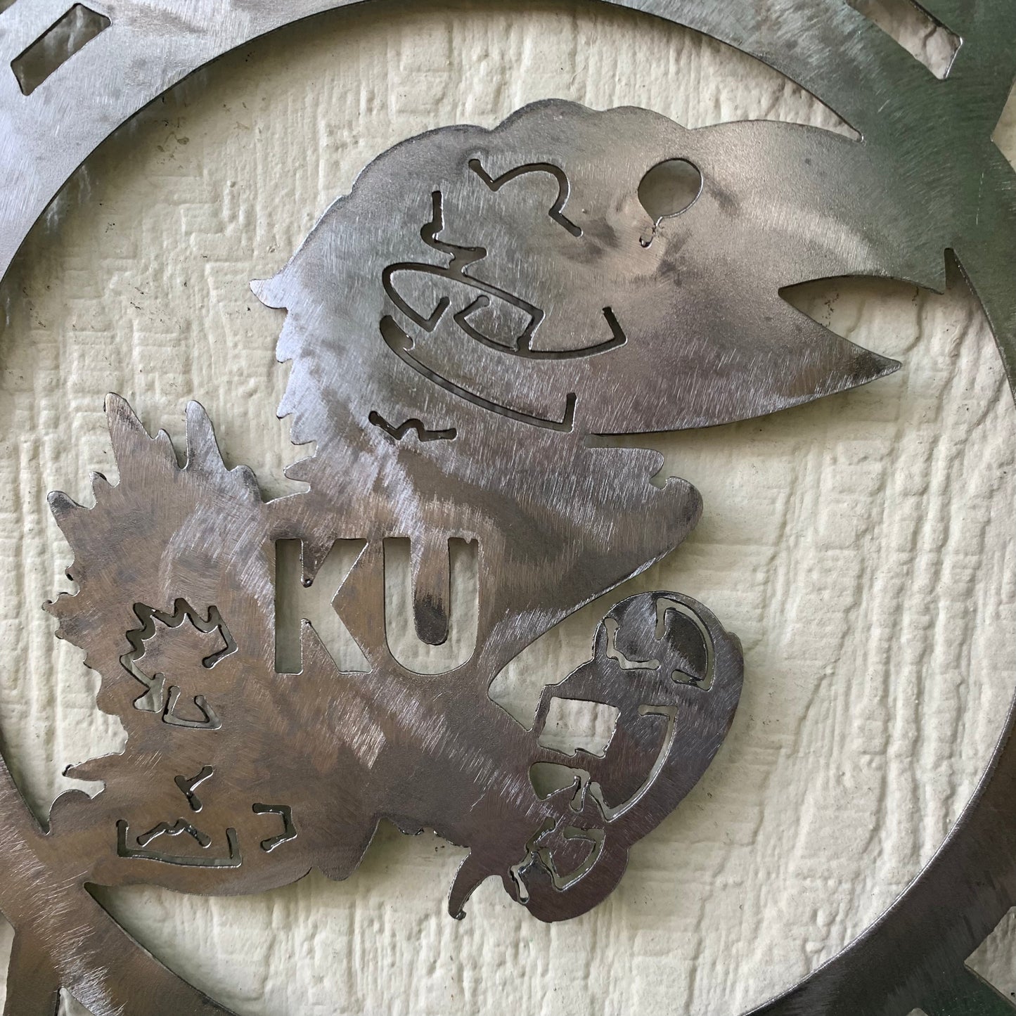 KANSAS JAYHAWKS RAW METAL CUSTOM VINTAGE CRAFT WALL ART TEAM SIGN HANDMADE