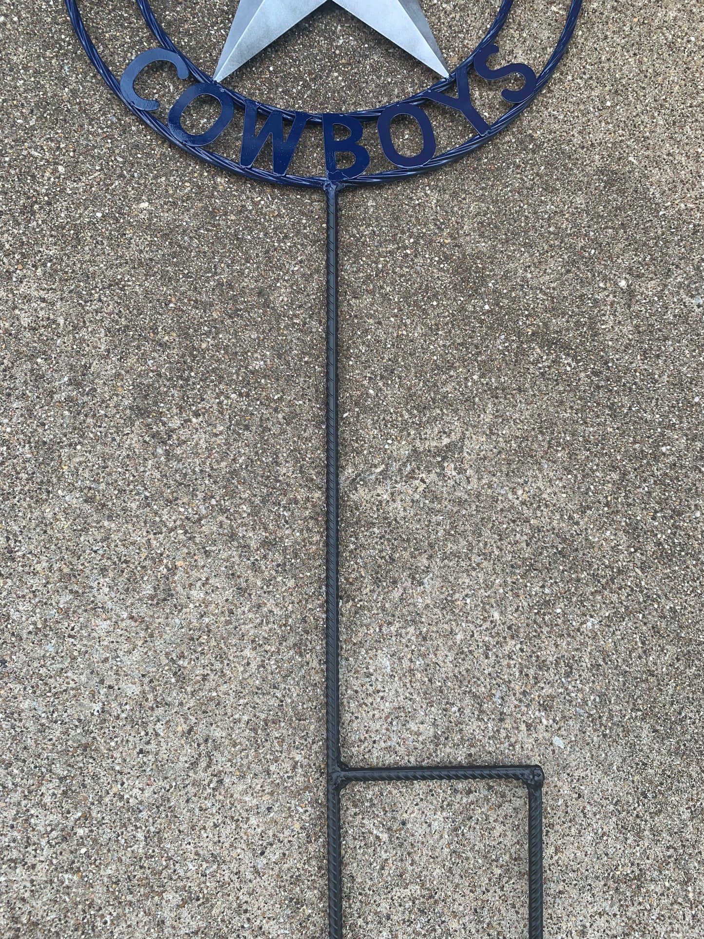 24" STAR & 34" STAKE DALLAS COWBOYS DECOR METAL ART WESTERN HOME WALL DECOR ALL SILVER & NAVY BLUE WITH 34" STAKE
