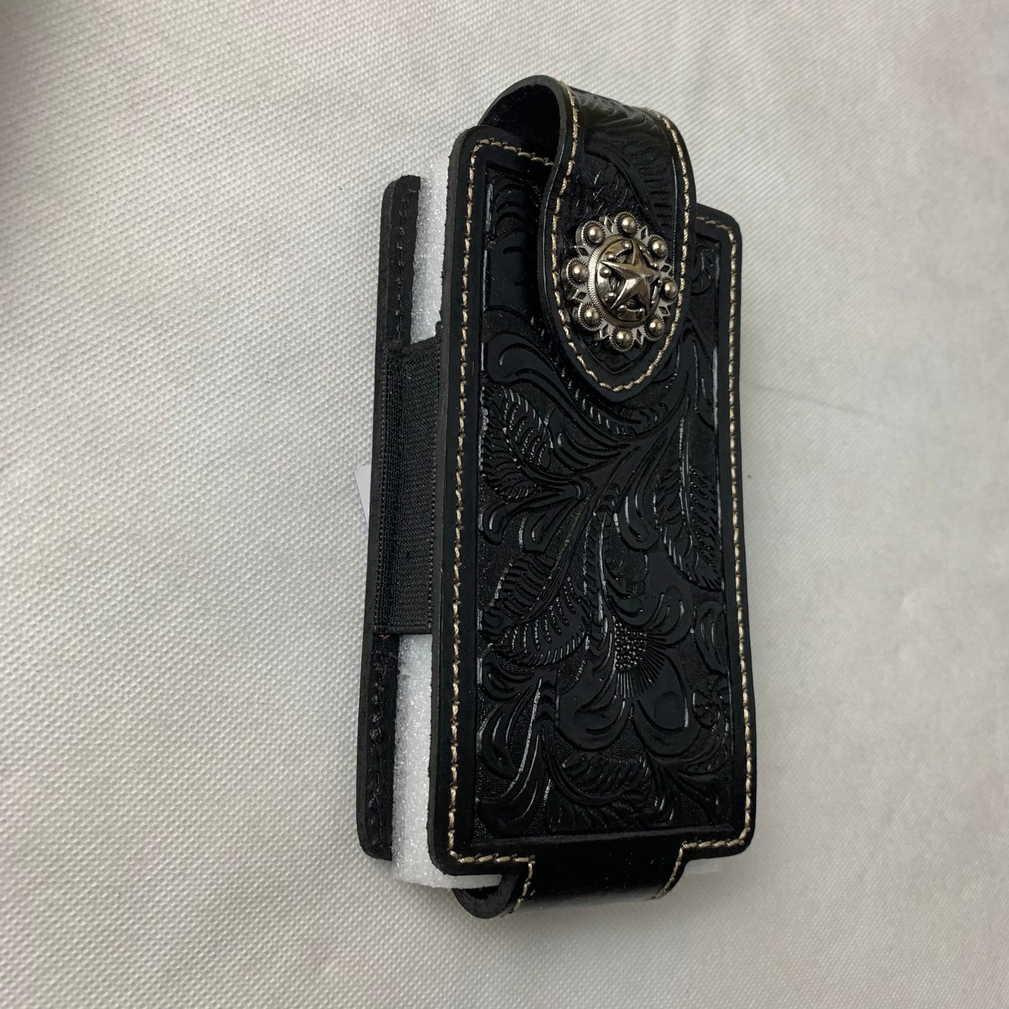 #WS341F 7" LONE STAR BLACK LEATHER HOLSTER POUCH EXTRA LARGE  BELT LOOP CELL PHONE CASE UNIVERSAL OVERSIZE--FREE SHIPPING